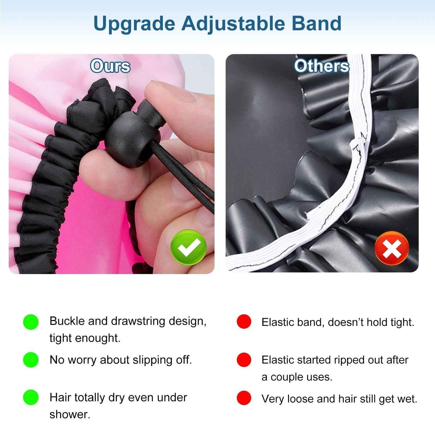 Sheomern 3 Pcs Super Jumbo Satin Lined Shower Cap for Women, Extra Large, Adjustable for Braids, Long Hair & Locs Dreadlocks