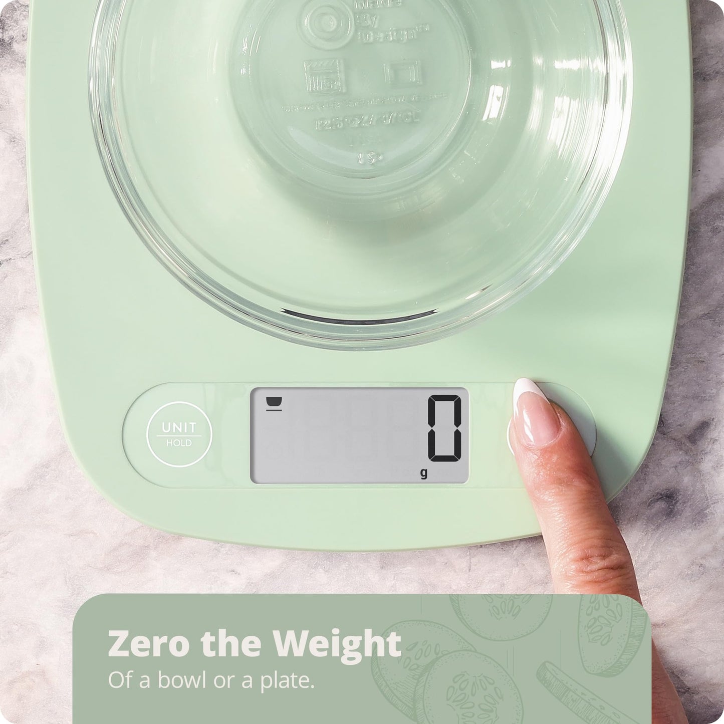 Greater Goods Digital Kitchen Scale - Cooking, Baking, Meal and Food Prep Scale, Weighs in Grams, Pounds and Ounces, Sage Green