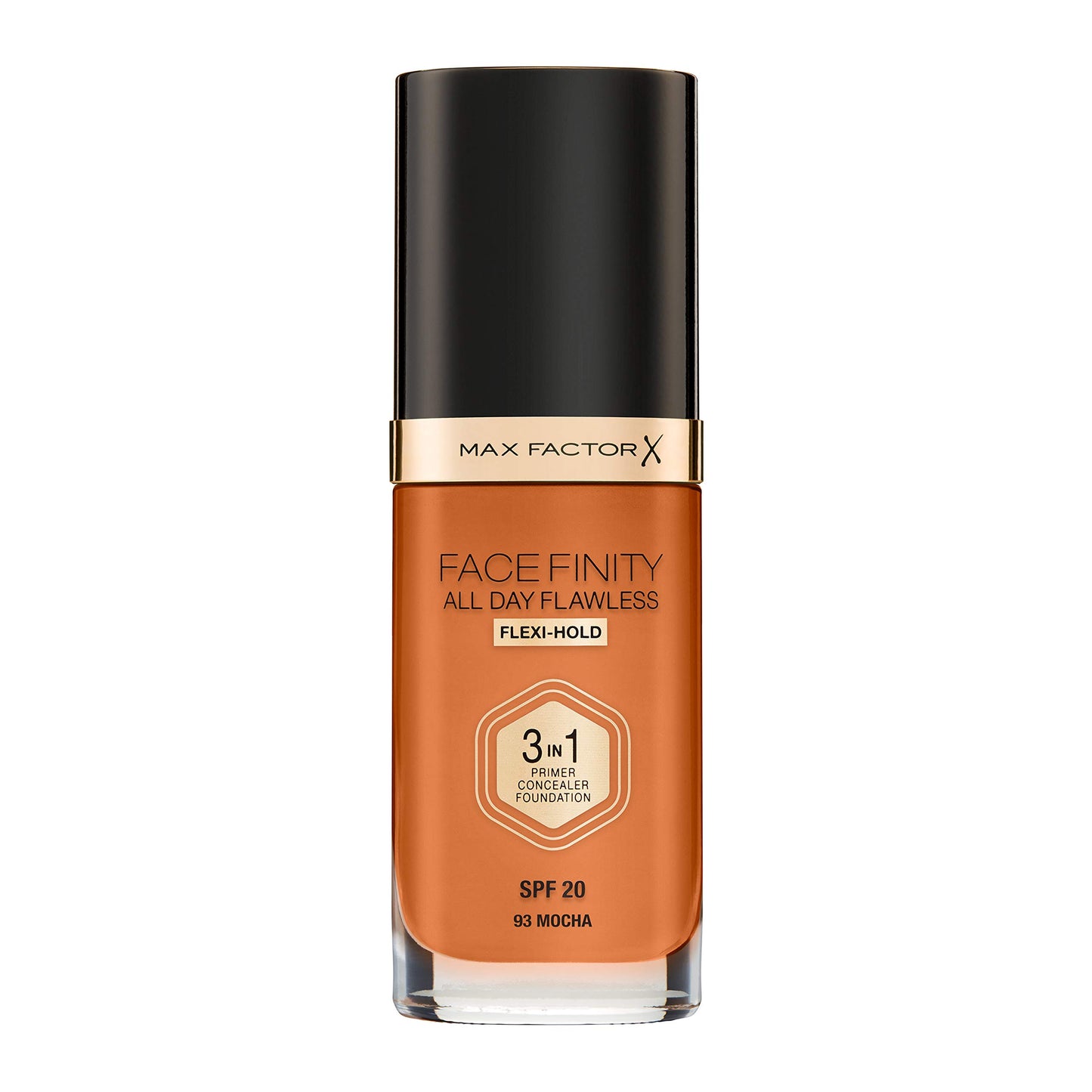 Max Factor Facefinity 3-in-1 All Day Flawless Liquid Foundation, SPF 20-93 Mocha, 30 ml