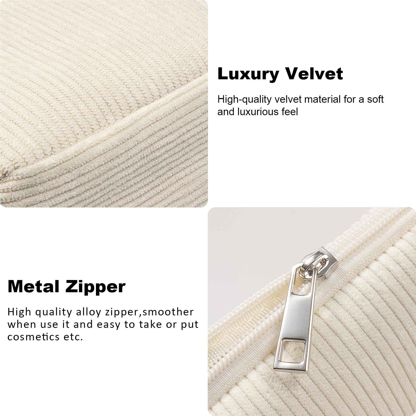 FFpaw 2PCS Initial Makeup Bag, Preppy Patch Cosmetic Bag for Purse Personalized Makeup Bag Organizer Travel Toiletry Bag Makeup Brushes Aesthetic Accessories Storage Bag for Women (White, D)