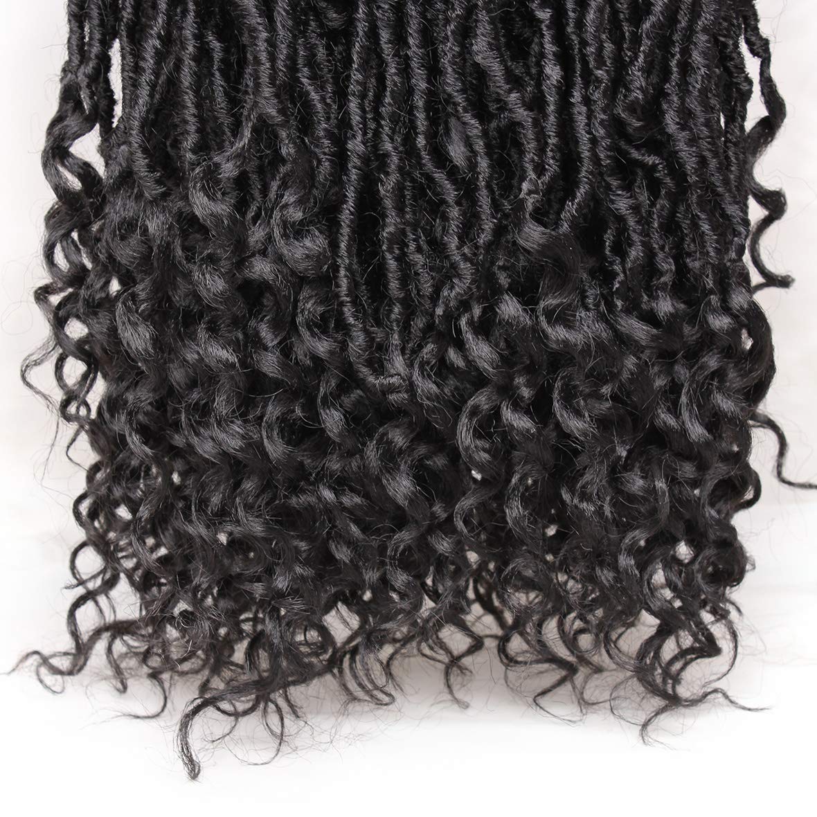 Leeven 24 Inch Goddess New Faux Locs Crochet Hair 2 Packs Long Soft Locs Crochet Braids Hair With Curly Ends Natural Black Synthetic Bohemian Locs Braiding Hair for Women 12 Strands/Pack 1B#