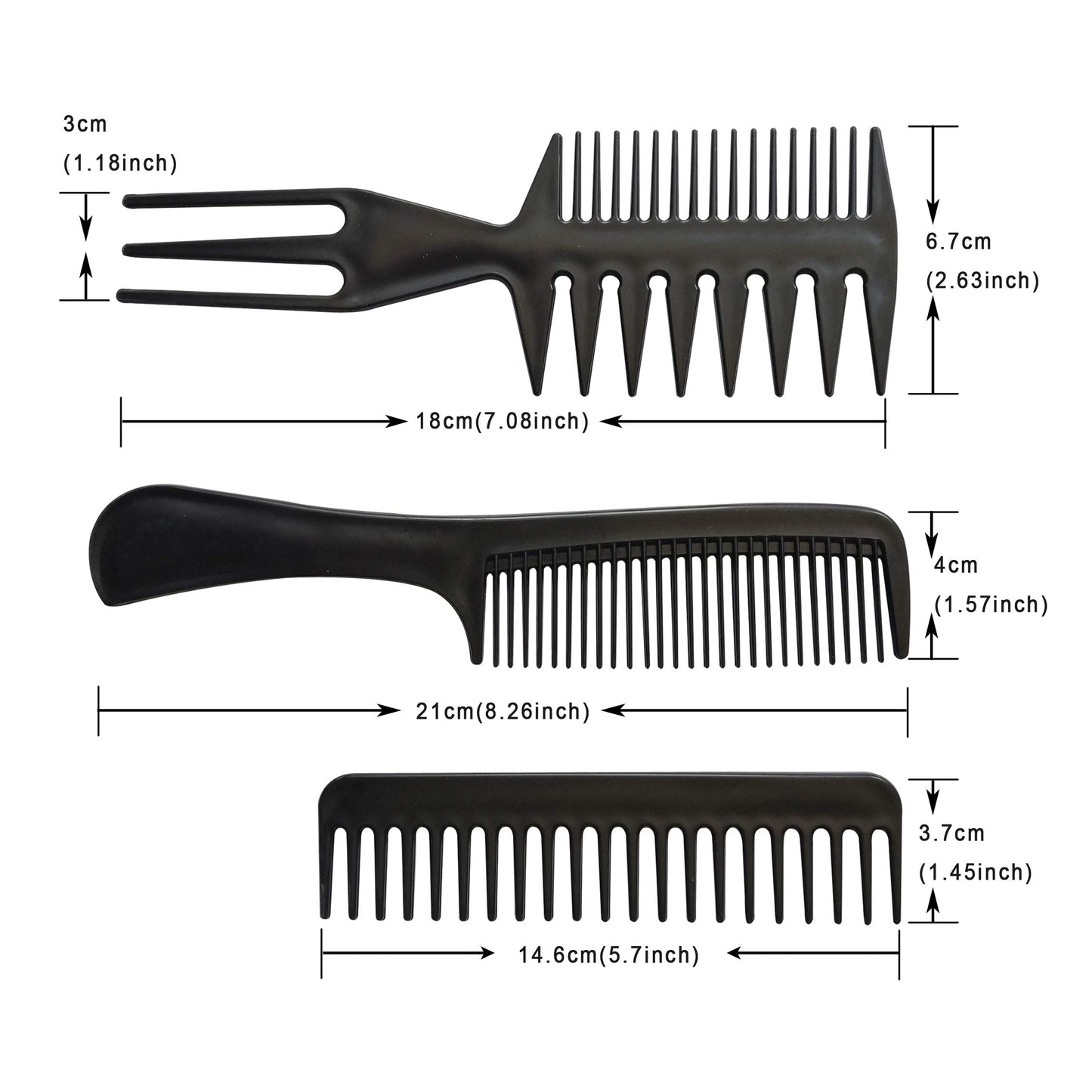 10PCS Black Hair Combs Set for Hairdressing, Cutting & Styling - For Women, Men & Kids