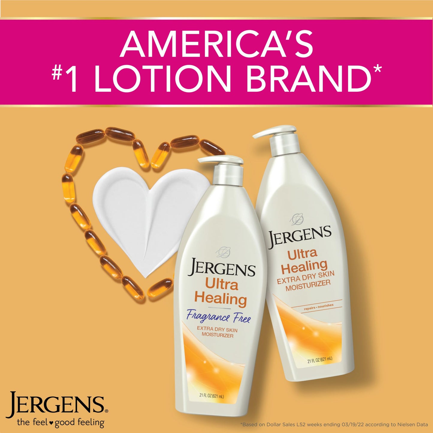 Jergens Hand and Body Lotion, Ultra Healing Dry Skin Moisturizer, Fragrance Free Lotion, Sensitive Skin Lotion, 21 Oz (Pack of 2)