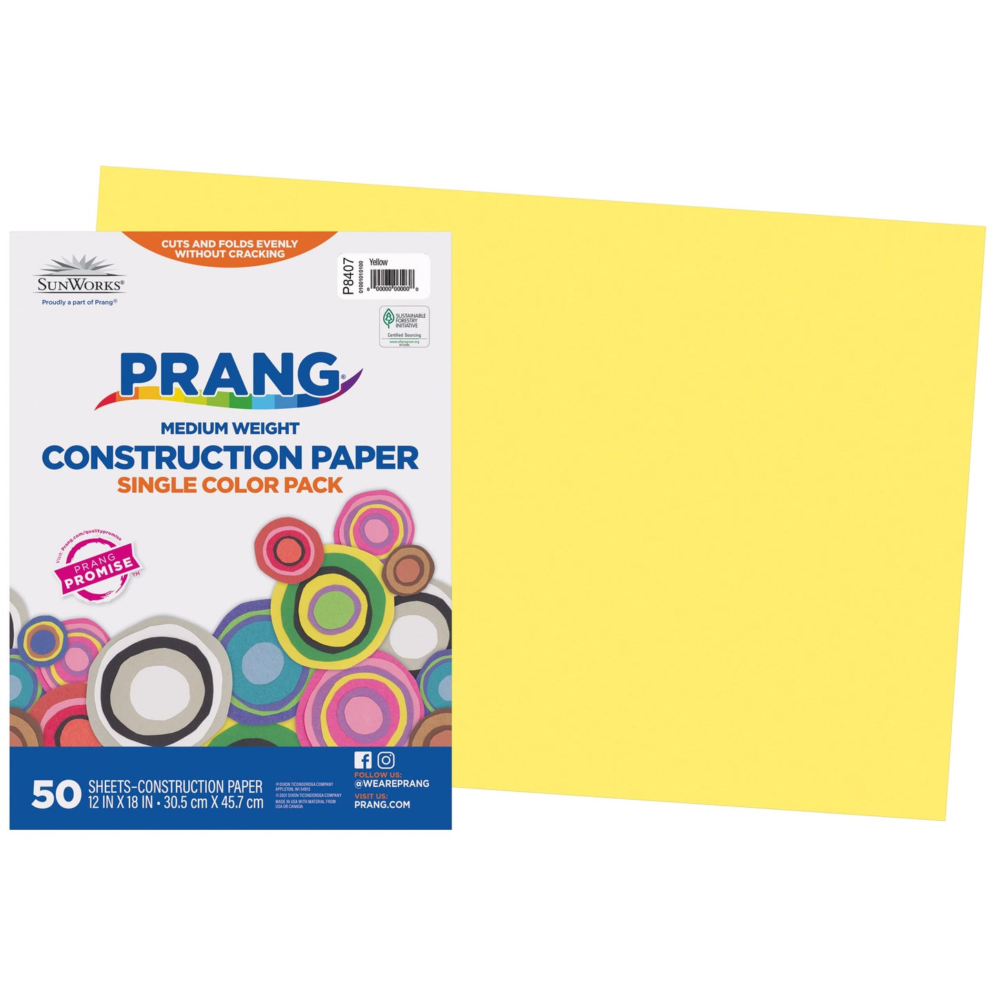 Prang (Formerly SunWorks) Construction Paper, Yellow, 12" x 18", 50 Sheets