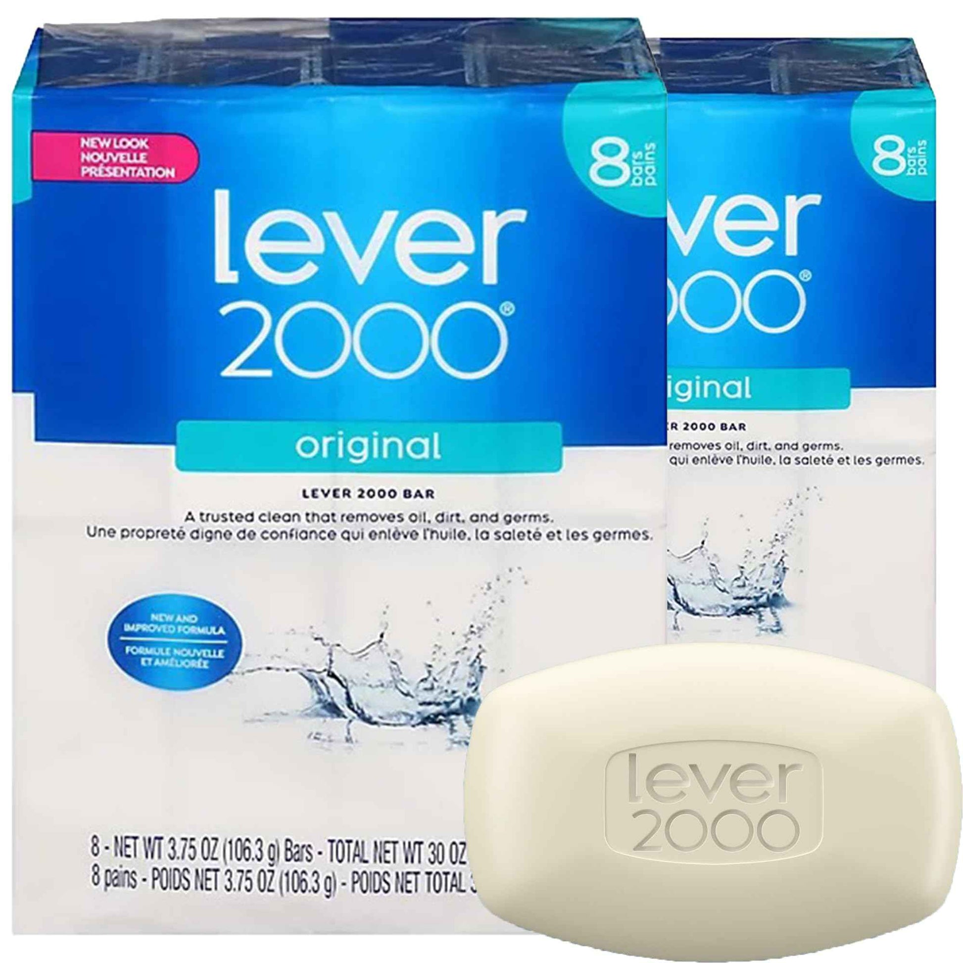 Lever 2000 Original Bar Soap, Trusted Clean for Hands and Body, 8 Bars, 3.75 oz Each (Pack of 2)