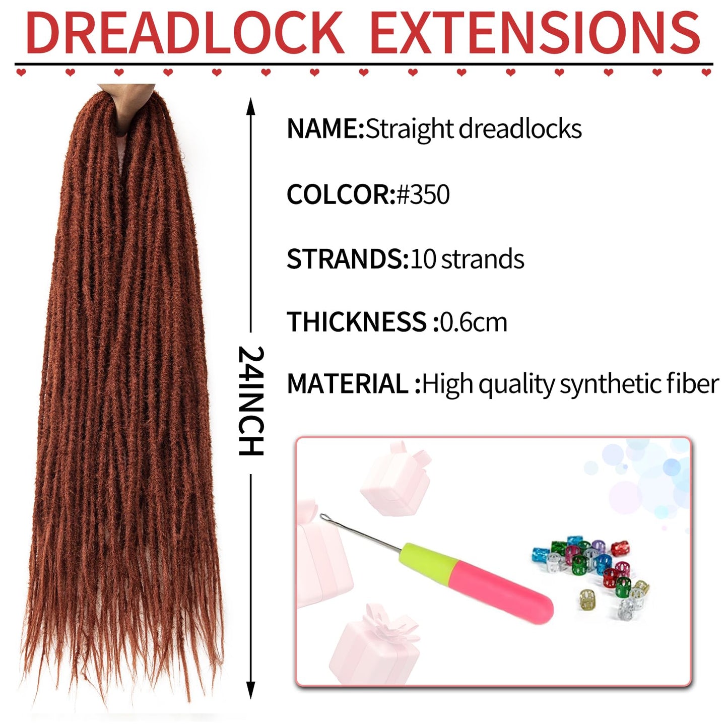 QRHSUKA Single Ended Dreadlock Extensions 24 Inch 0.6 cm Width Thin Synthetic SE Dreads Crochet Hippie Wool Dreads 15 Strands Handmade Braid In Dreadlock Extensions (24 Inch SE (15 Strands), Purple)