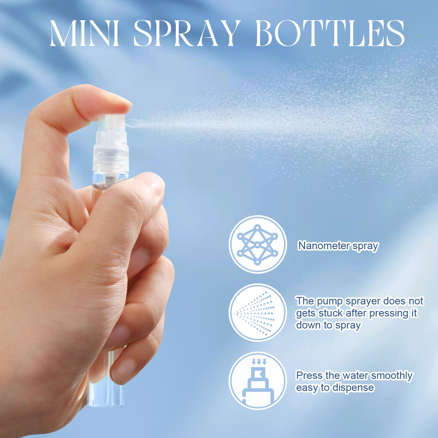 Zhehao 200 Pcs Mini Spray Bottles Clear Glass Perfume Bottles Refillable Fine Mist Perfume Atomizer Portable Empty Sample Bottles Containers for Cleaning, Essential Oils, Travel (5 ml, 10 ml)