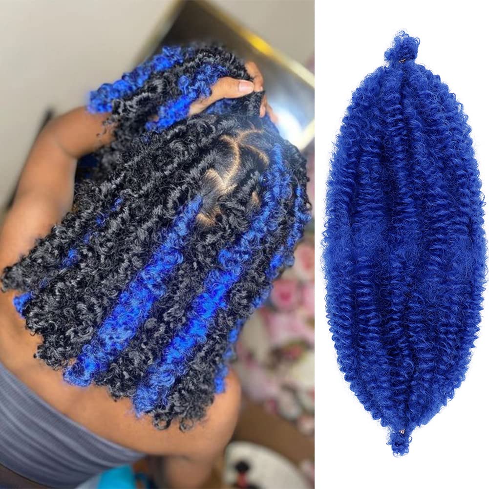 BAOTA Marley Hair 16 Inch 3 Packs Pre Separated Afro Twist Hair Blue Marley Twist Braiding Hair Wrapping Hair for Locs Pre Fluffed Cuban Twist Hair