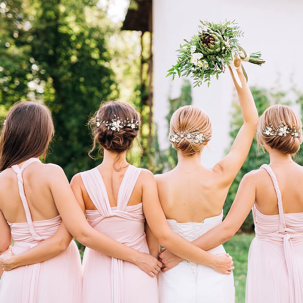 Bridal Hair Pins, Elegant Pearl Hair Pins Wedding Hair Grips, Flower Rhinestone Hairpin for Bridal Bridesmaid, Hair Accessories for Women Girls, Wedding and Ball (Pack of 5)