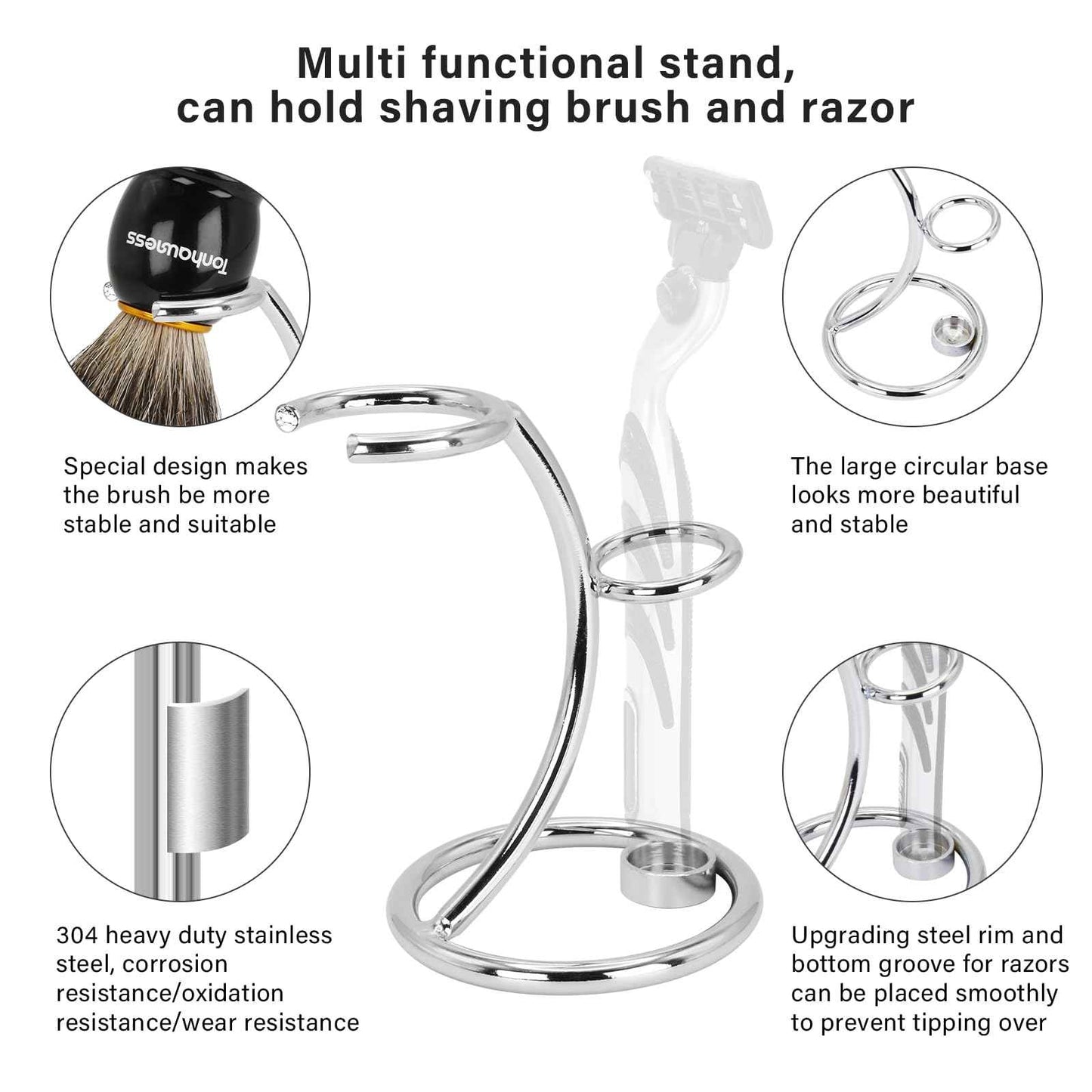 Shaving Brushes Kit For Men, 4 In 1 Shaving Brush Set Includes Badger Hair Shave Brush, Stainless Steel Shaving Bowl, Shaving Stand and Soap