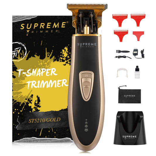 Supreme Trimmer T Shaper Liner Trimmer for Men (90 Min Run Time) Cordless Trimmer for Sensitive Skin, Kids & Elderly – Low Noise Beard Trimmer, Zero Gap Barber Trimmer | ST5210 Gold