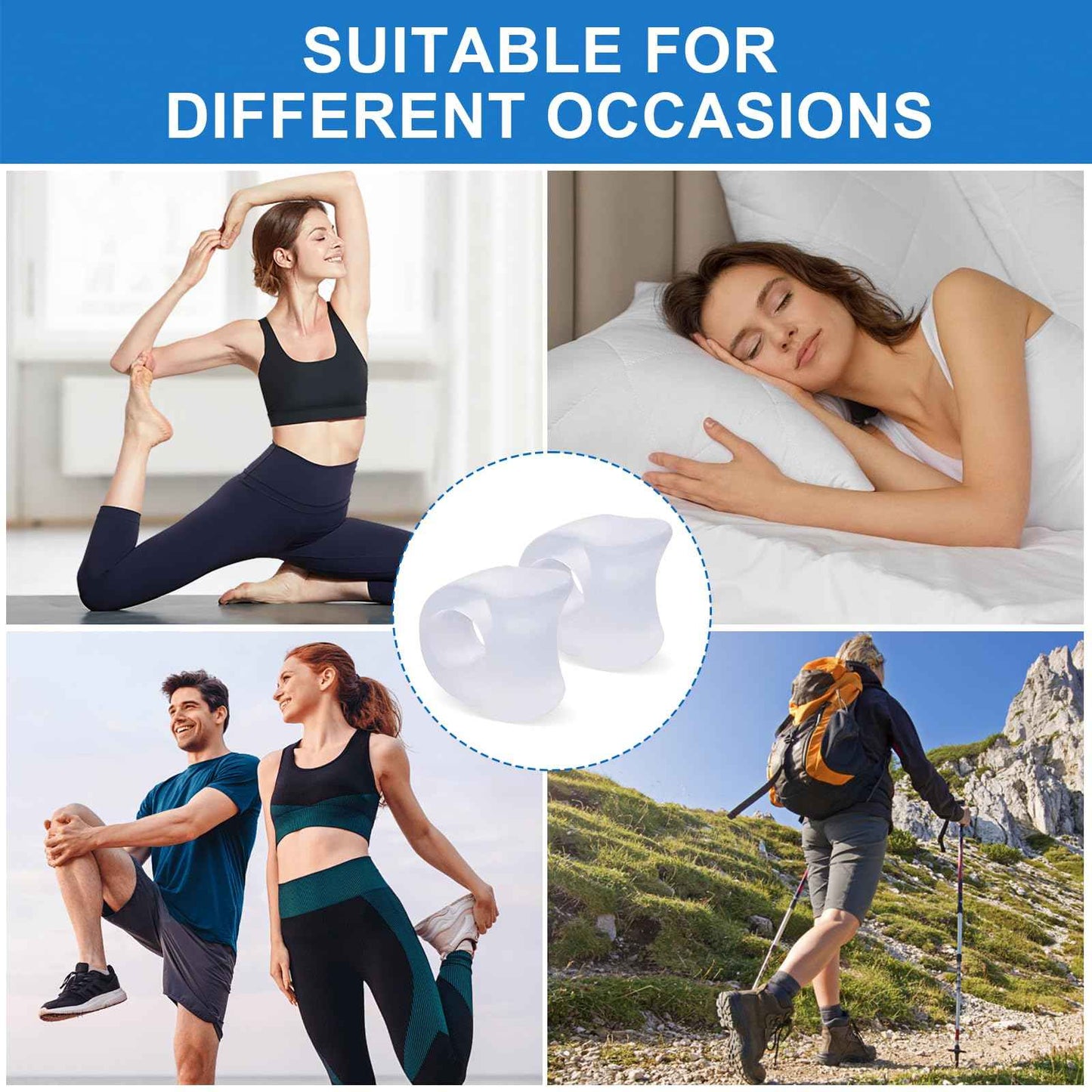 Pack of 10 Toe Spacers for Overlapping Toes, Gel Toe Separators for Men and Women, Correcting Bunions, Bunion Relief, Big Toe Alignment, Hammer Toe Straightener, Corrector and Spacer(Transparent)