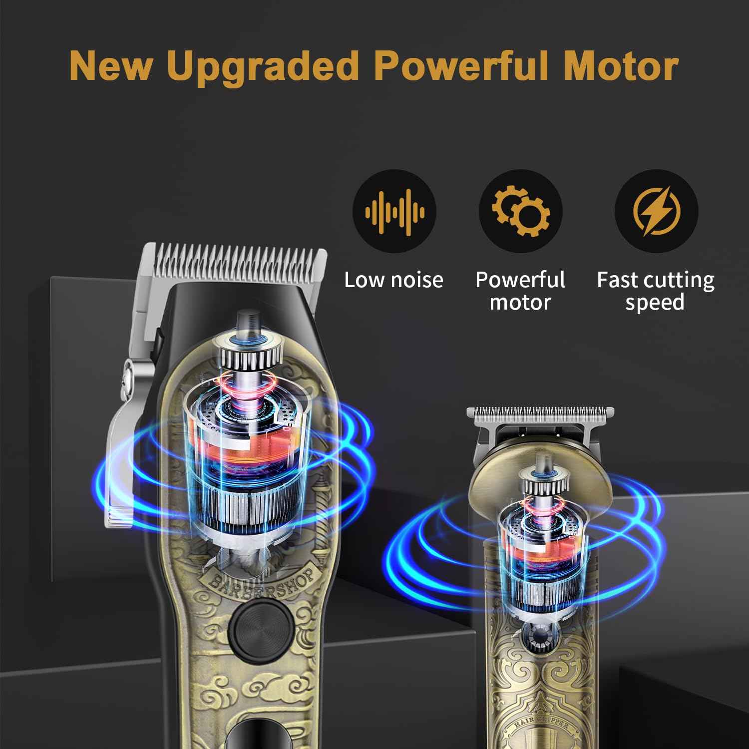 HIENA PRO Hair Clippers for Men Professional, Cordless Barber Clipper T-Blade Beard Trimmer Nose & Body Hair Trimmer Foil Shaver Grooming Kit, Electric Full Men's Hair Cutting Kit with 17 Guide Combs