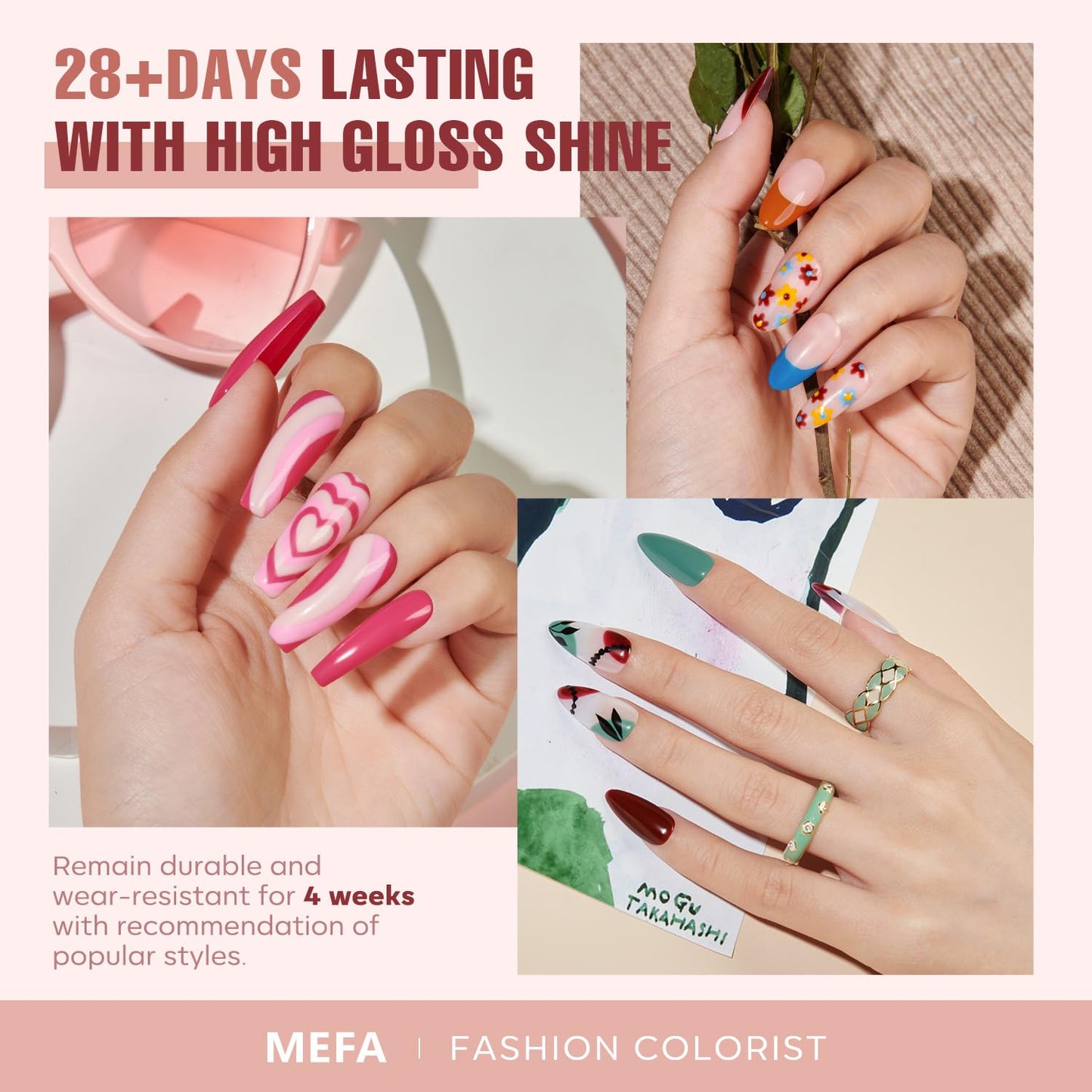 MEFA 35 Pcs Gel Nail Polish Set, 32 Colors All Seasons Collection Gel Nail Polish Kit with Base Coat No Wipe Glossy&Matte Top Coat Blue Red Pink Nail Art Manicure DIY Salon Home Gifts for Women Girls