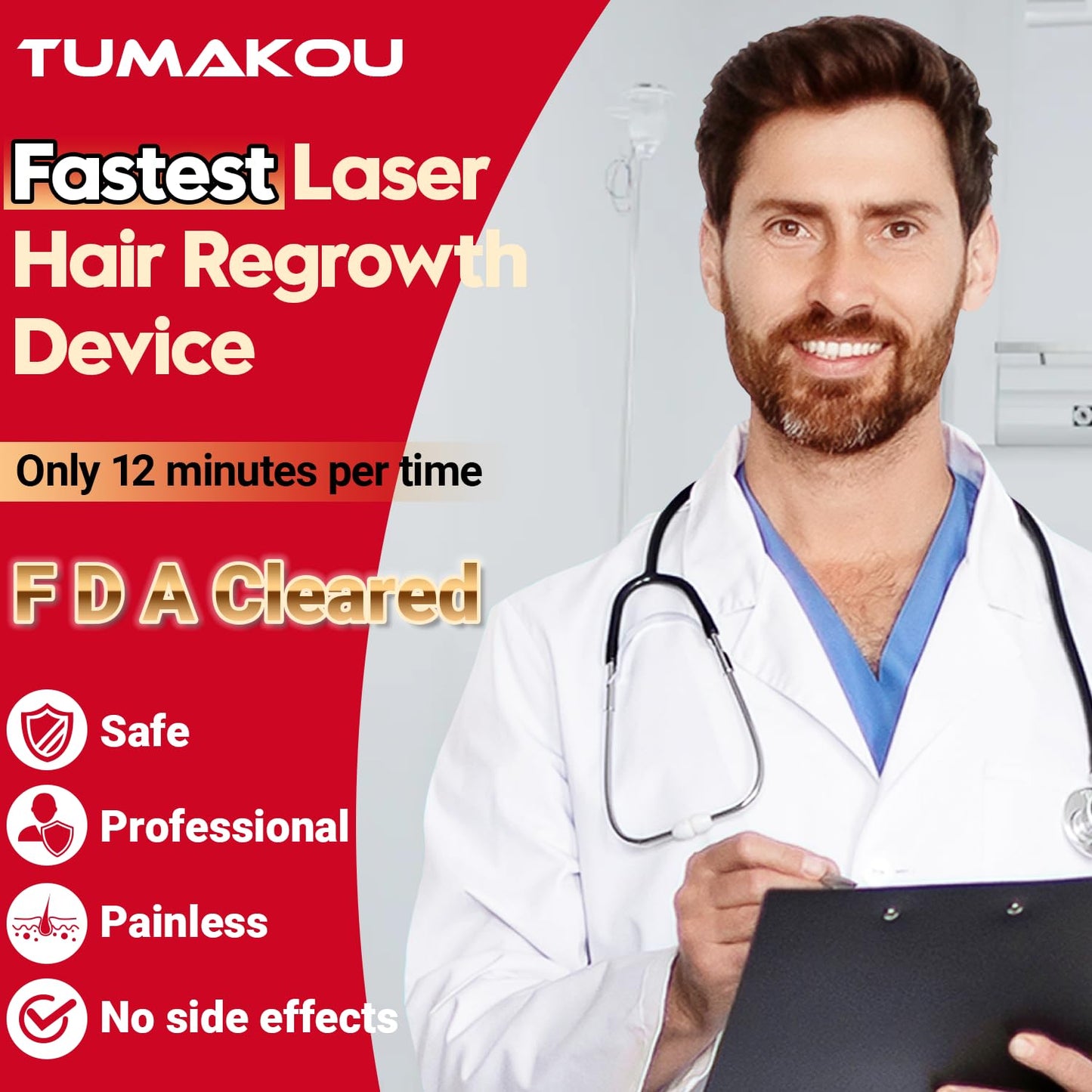 Laser Hair Growth Cap - FDA Cleared | TUMAKOU Professional Hair Growth Device - Red Light Therapy Laser Cap for Alopecia, Hair Regrowth - Hair Growth Products - Hair Loss Treatments for Men & Women