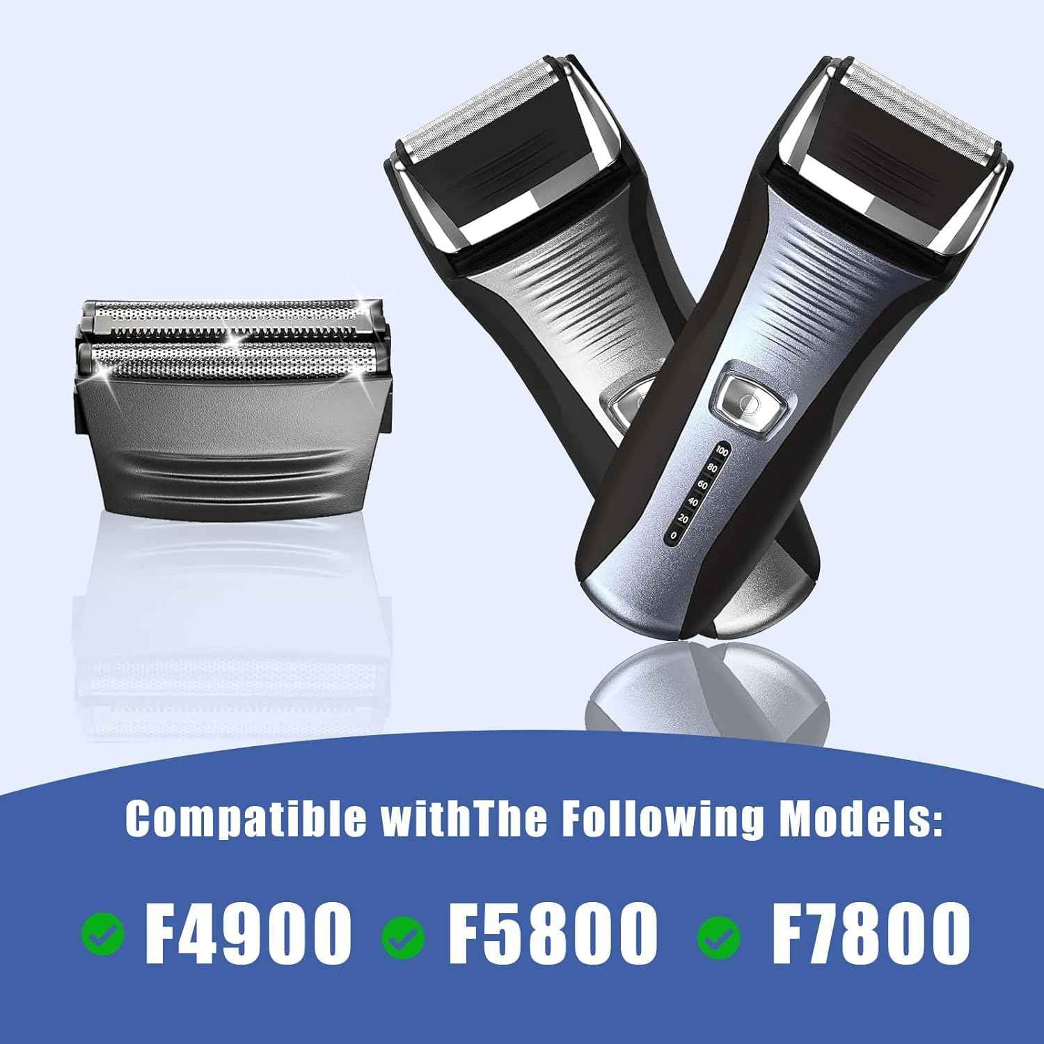 Shaver Replacement Foil Head Compatible with Remington TITANIUM-X Flex & Pivot Foil and Cutter Head for Shaver F4900,F5800,F7800 (Black/2Pack)