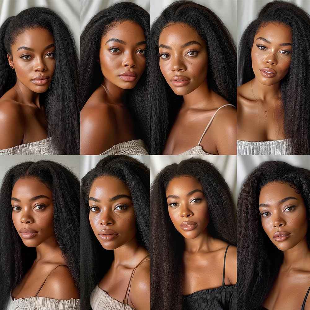 Yaki Straight Human Hair Bundles Kinky Straight Bundles Natural Black Color Double Weft 14 16 18 Inch Yaki Bundle Brazilian Virgin Remy Hair Extensions Quick Weave For Women Deals