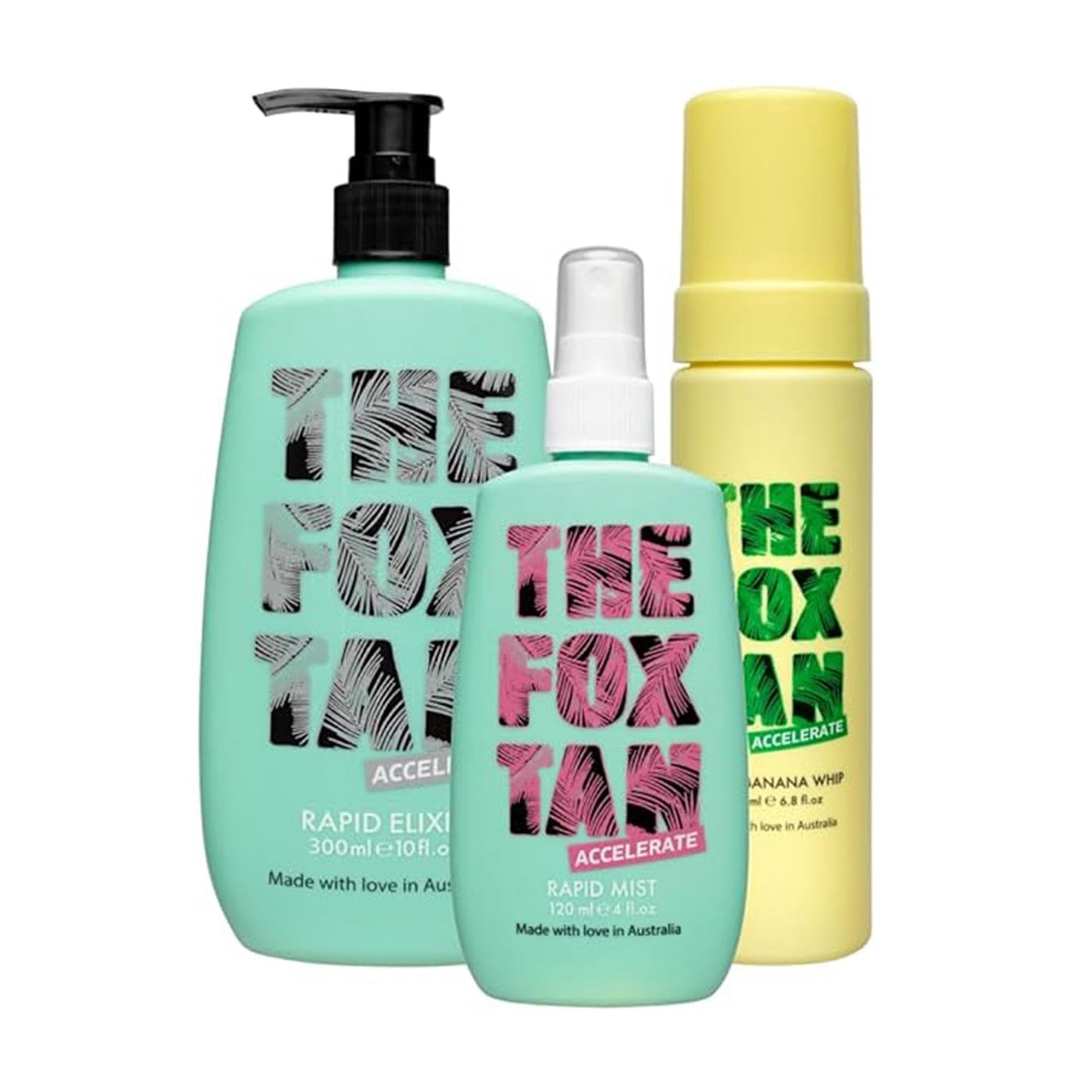 The Fox Tan Let It Whip Tanning Lotion Bundle For Deeper & Darker Tans, Hydrating & Non-Stick, Vegan & Cruelty Free, 120mL + 300mL + 200mL (3 Pieces)