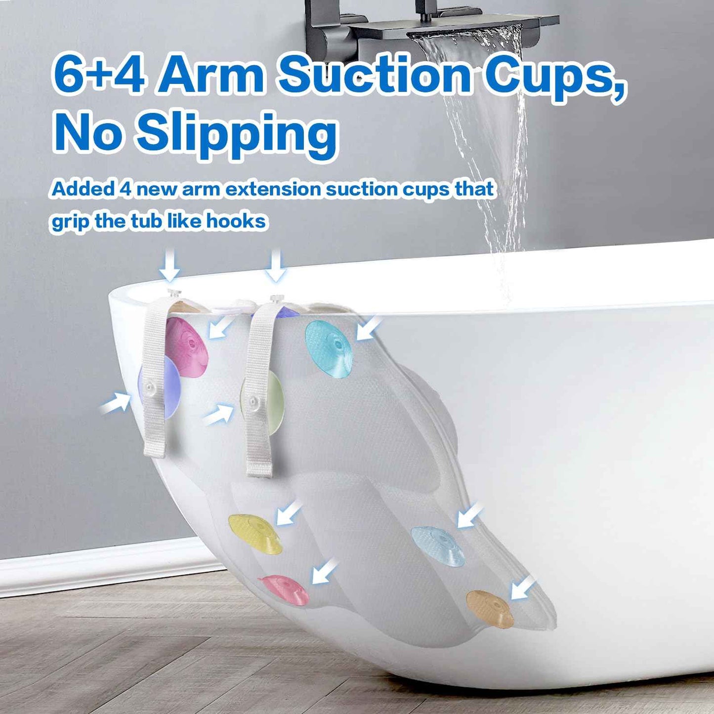 Non Slip Bath Pillows for Tub, 10 Enhanced Suction Cup Bath Pillow for Women Relaxing, Bath Tub Pillows for Head and Neck, Bath Pillow Luxury Bathtub Pillow, Spa Bathtub Pillow for Soaking Tub