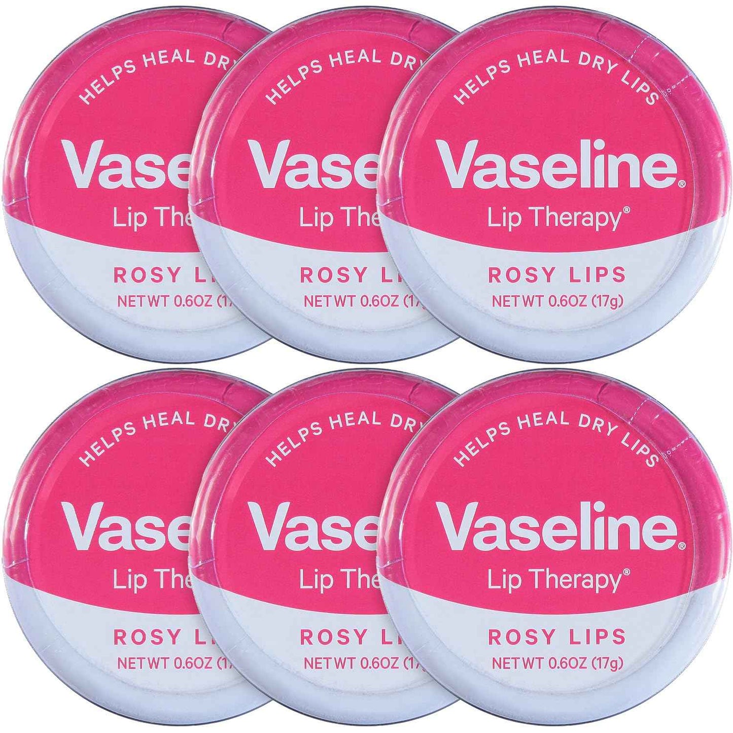 Vaseline Lip Therapy Lip Balm Tin Rosy Lips 0.6 oz 6 Count