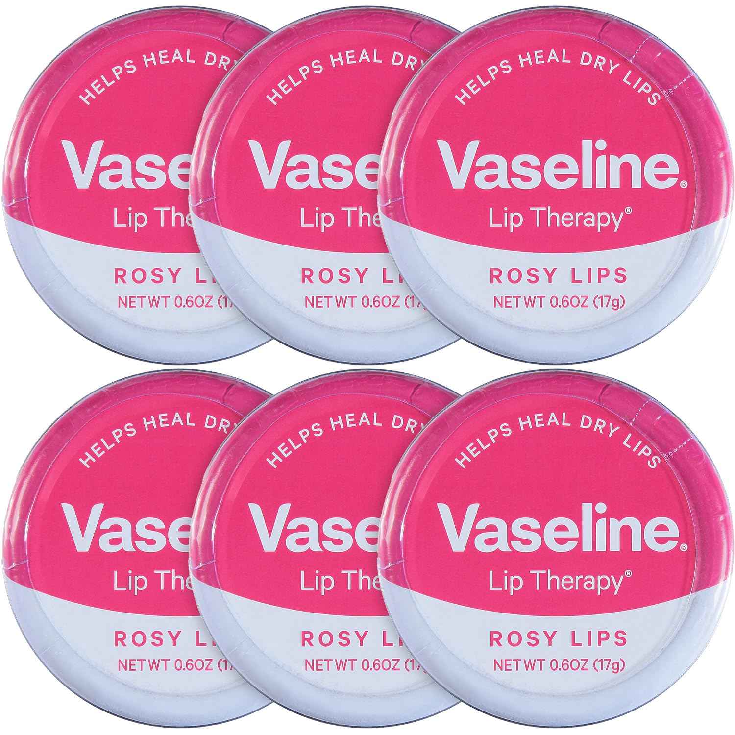 Vaseline Lip Therapy Lip Balm Tin Rosy Lips 0.6 oz 6 Count