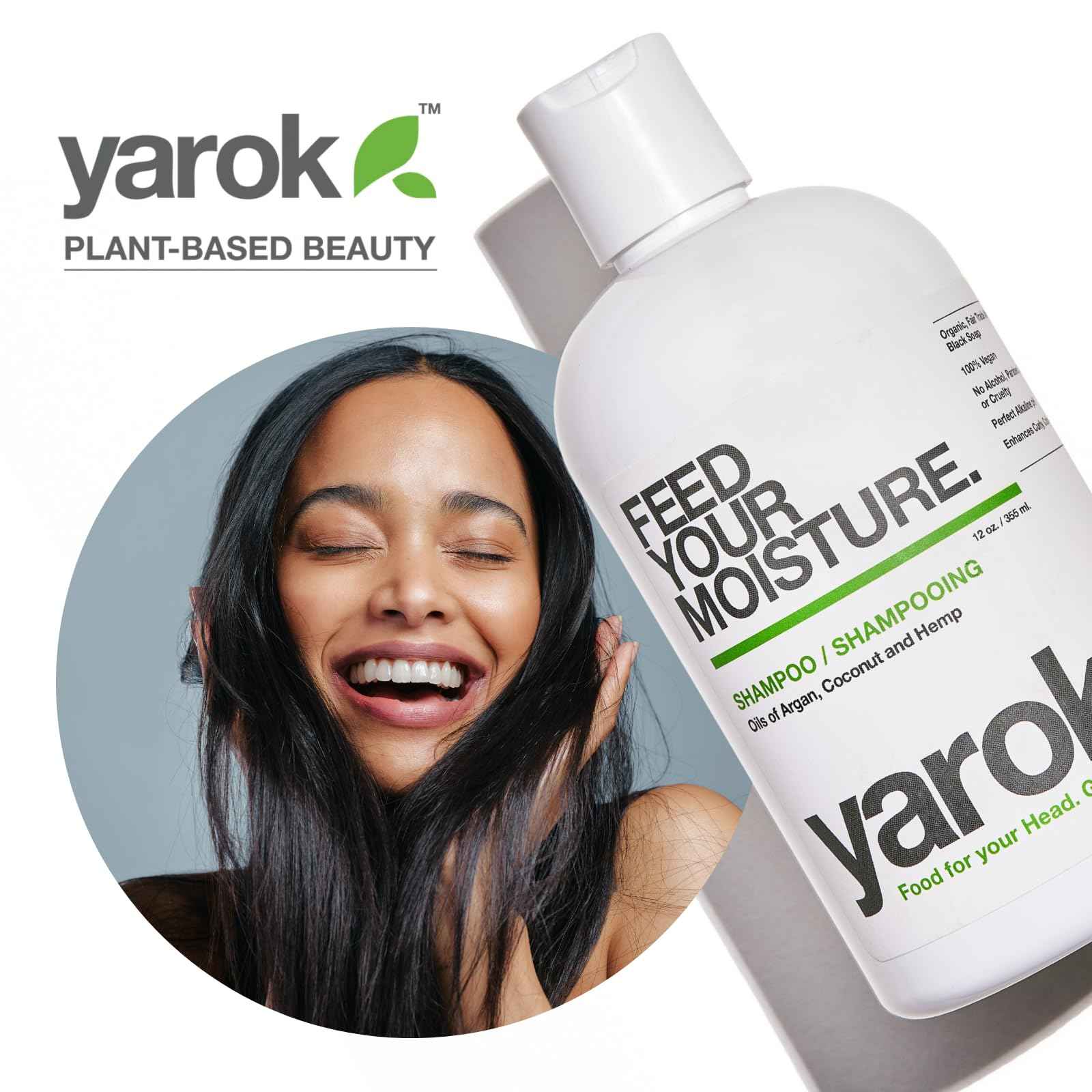Yarok - Feed Your Moisture Shampoo - Hydrate, Detoxify & Restore - Nourishing & Moisturizing Cleanse - With Organic Argan & Coconut Oil - 100% Vegan - Gluten, Sulfate, Paraben & Cruelty Free - 12oz