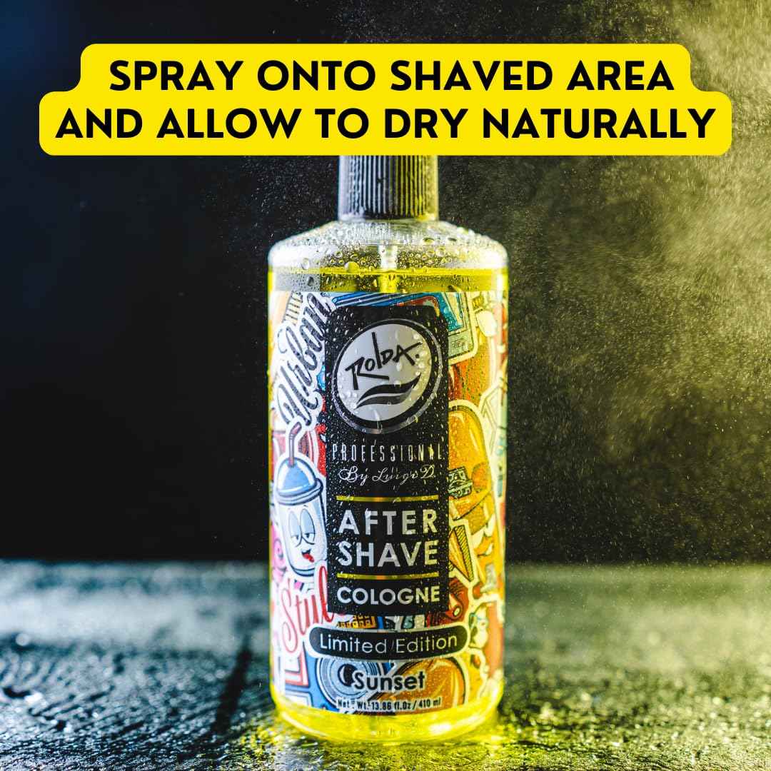 Rolda Sunset After Shave Tonic Cologne For Men - Post Shave Tonic Spray, Calms Irritation, Helps Heal & Clean Shaved Areas, Masculine Citrusy Fragrance (14.54oz | 430ml) (Pack of 2)
