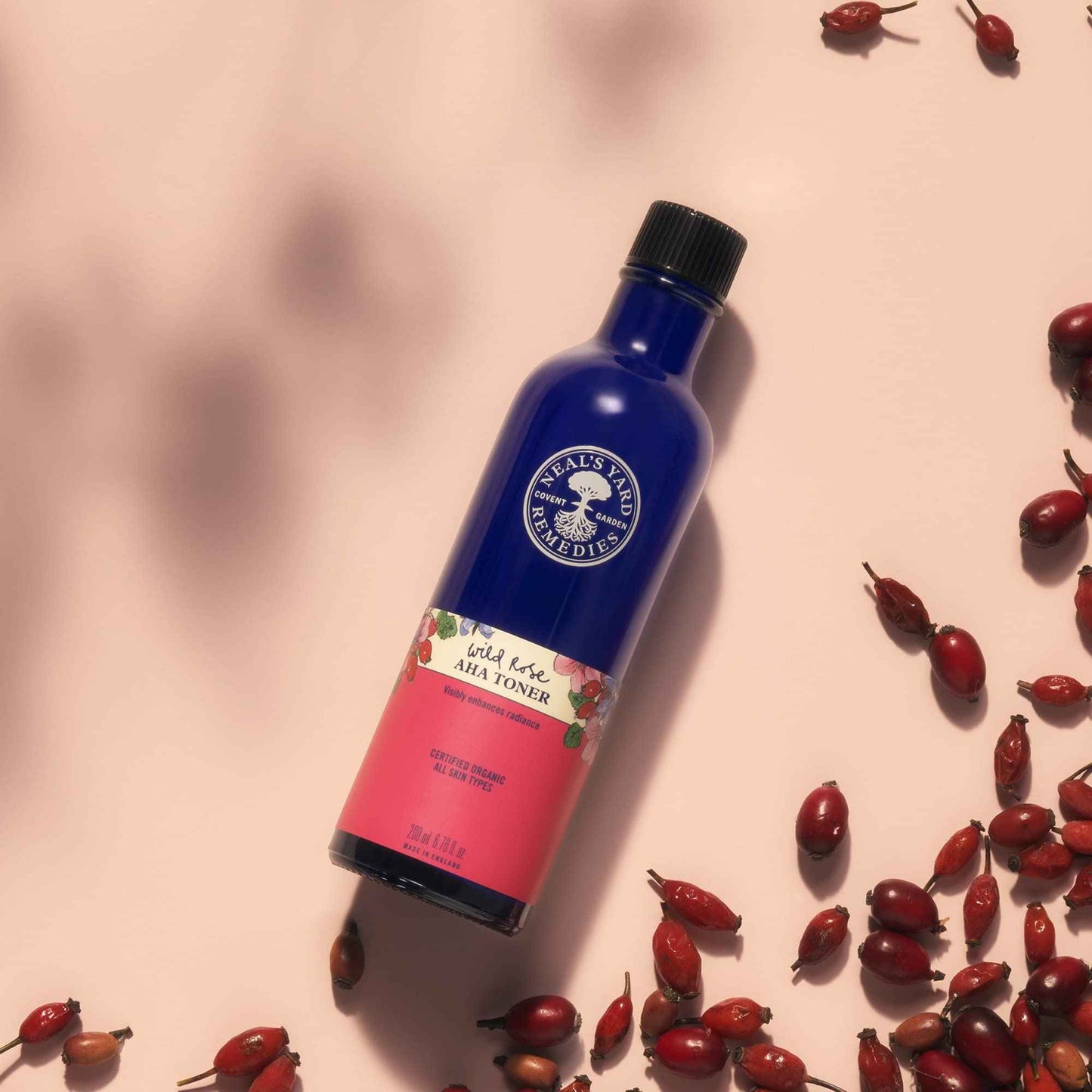 Neal's Yard Wild Rose AHA Toner, Hydrates, Renews & Refines, Gentle & Effective for Sensitive Skin, Vegan Approved & Cruelty-Free, 200mL