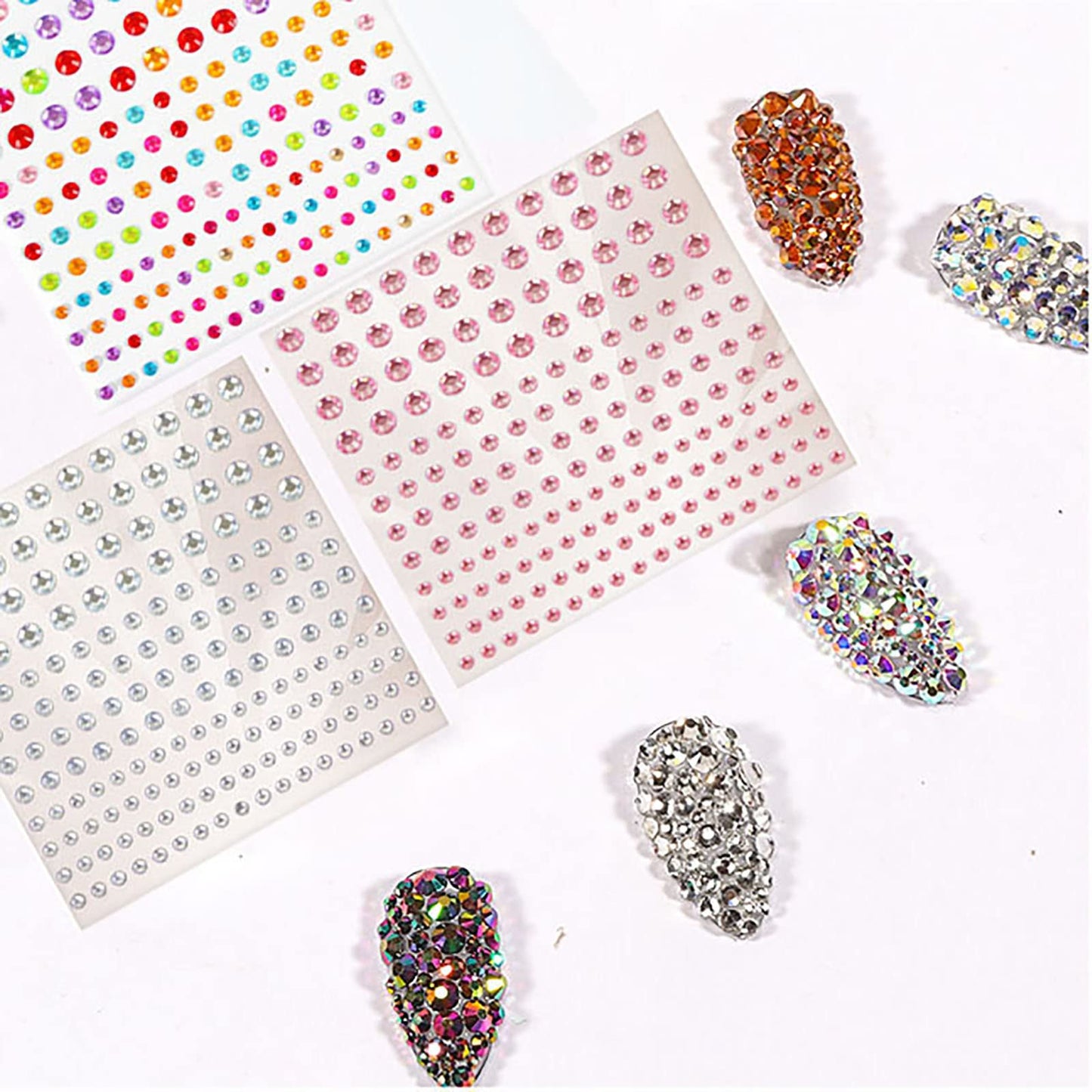 8 Sheets Face Jewels Stick On, Self Adhesive Eye Body Face Gems Jewels Rhinestone Stickers, Makeup Rhinestones Eye Hair Body Jewels Diamond, for Women Festival Party Tattoo DIY Nail Art Decoration