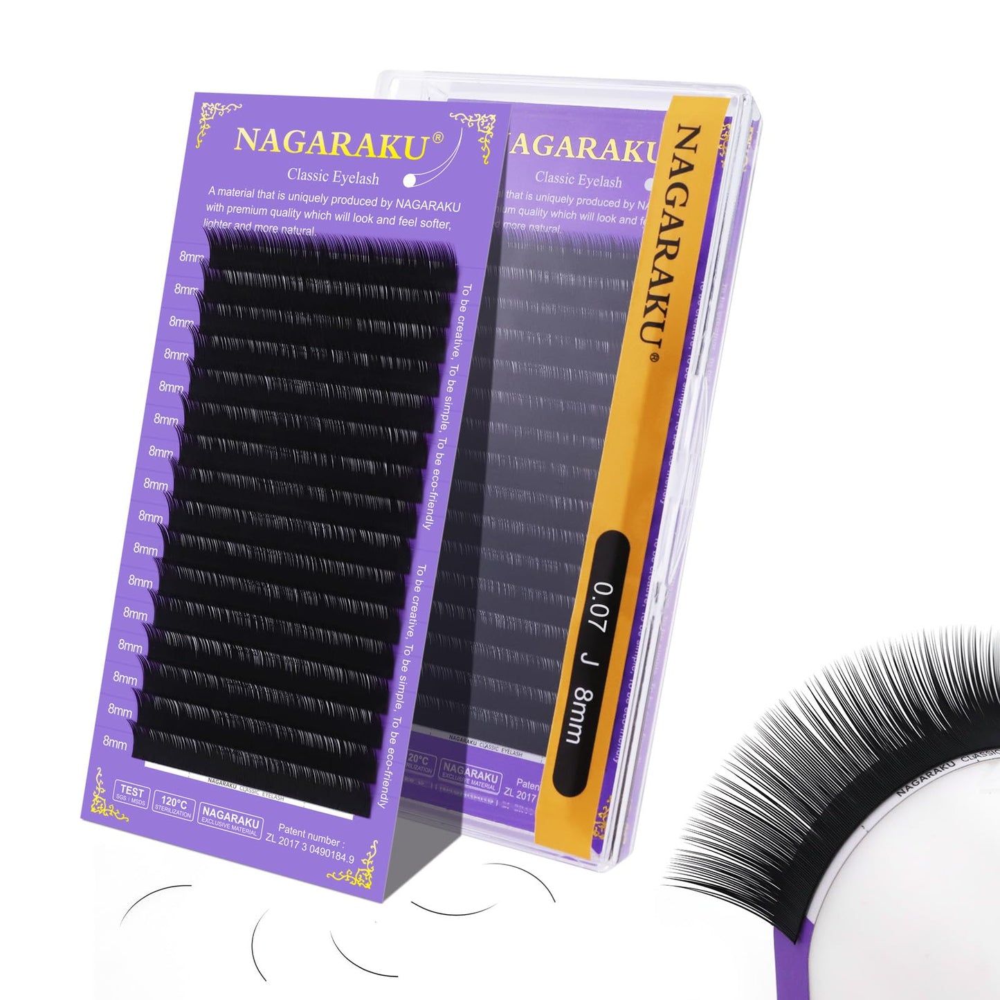 NAGARAKU Eyelash Extensions Individual Lashes Extensions Classic Lash Matte Black 16 Rows Soft Natural Matte Black Professional Beauty Salon Lash Supplies -0.07J 8mm