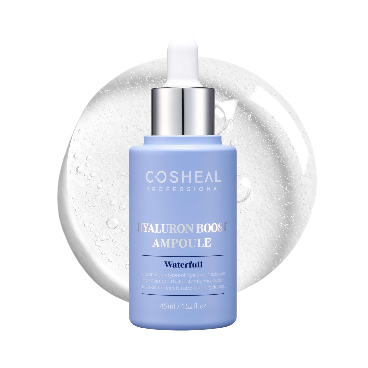 COSHEAL Hyaluron Boost Ampoule 1.52 fl oz, Deep Hydration Serum with 6 Types of Hyaluronic Acids & 5 Peptides, Barrier Support & Glass Skin Glow, Non-greasy, Hypoallergenic, Korean Skin care