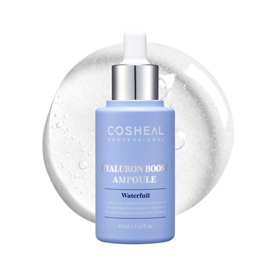 COSHEAL Hyaluron Boost Ampoule 1.52 fl oz, Deep Hydration Serum with 6 Types of Hyaluronic Acids & 5 Peptides, Barrier Support & Glass Skin Glow, Non-greasy, Hypoallergenic, Korean Skin care