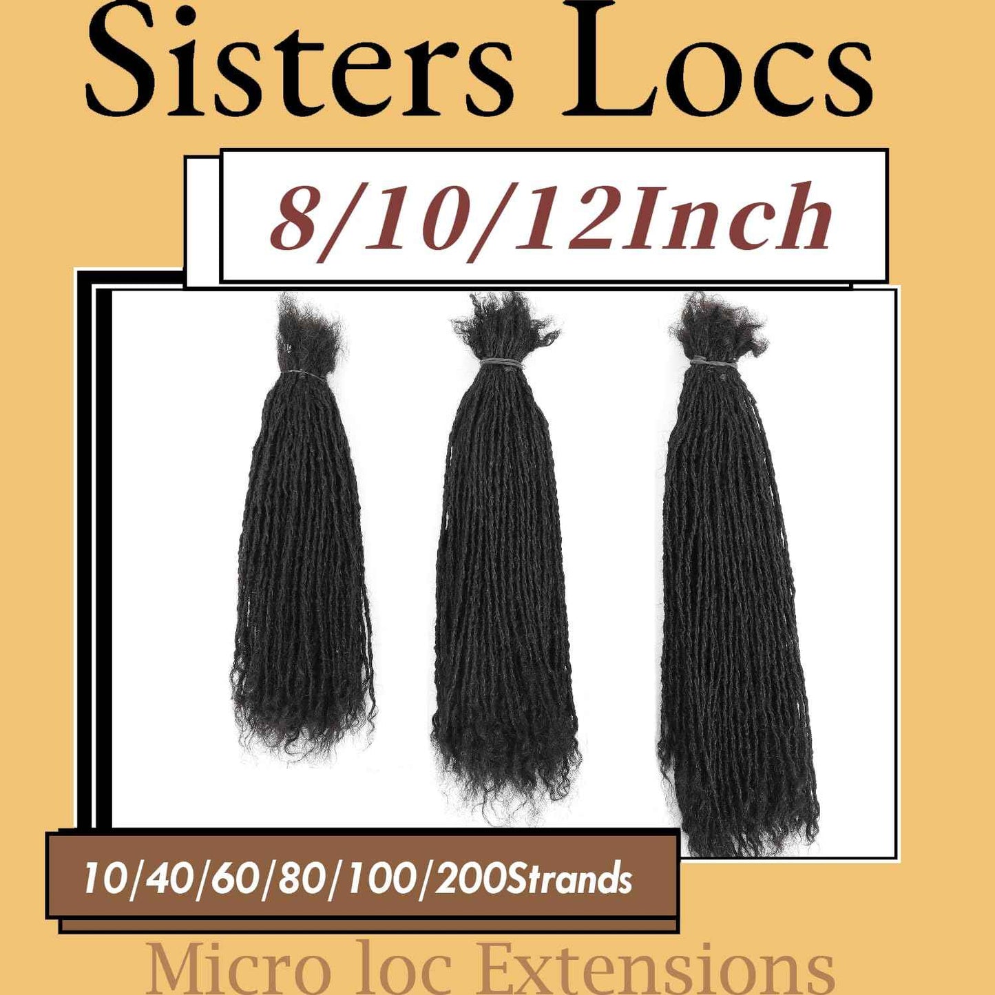8-12 Inch Sister locs Human Hair Handmade Interlock Locs Curly Tips Sister Locs Real Human Hair Microlocs Extensions Permanent Dreadlock Extensions Natural Soft Looking(0.2cm,8 Inch-20 Strands)
