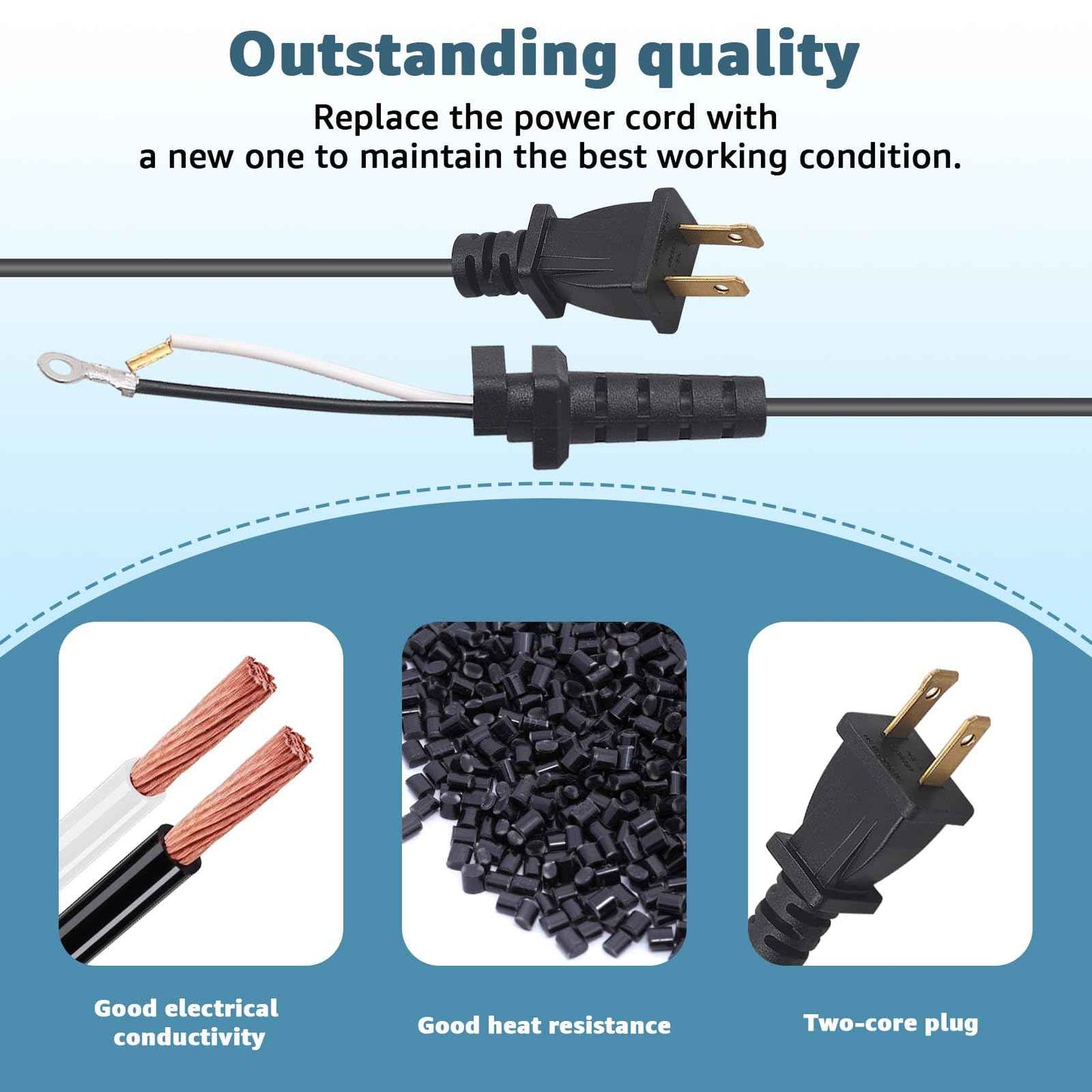 Hair Clippers Cord Replacement for Andis T-Outliner (2-Wire) – Compatible with GO & GTO Models