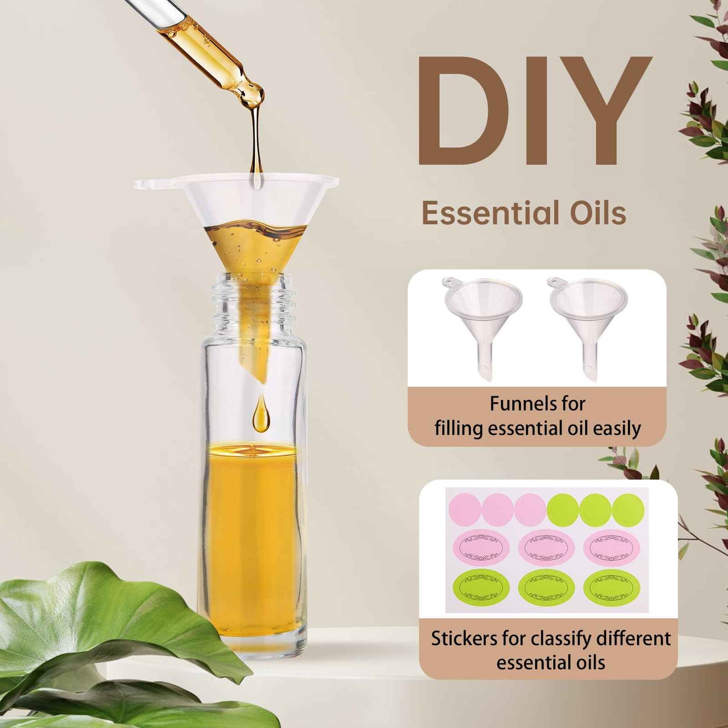 inice 12 Pack Essential Oil Roller Bottles 10ml Clear Glass Bottles Stainless Steel Roll On Ball Metal Cap for Daily Care