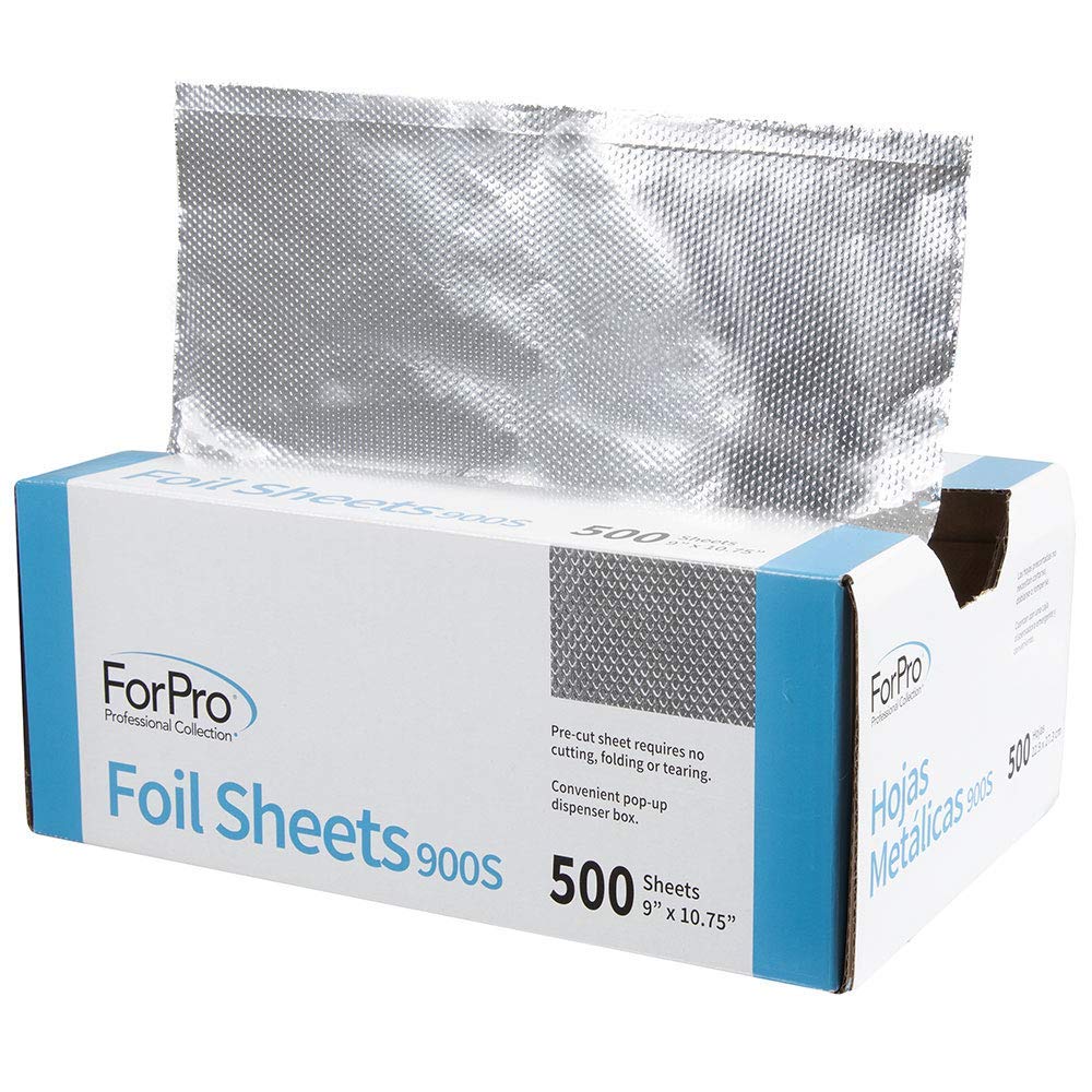 ForPro Embossed Foil Sheets 900S, Aluminum Foil, Pop-Up Dispenser, for Hair Color Application and Highlighting, Food Safe, 9” W x 10.75” L, 500-Count