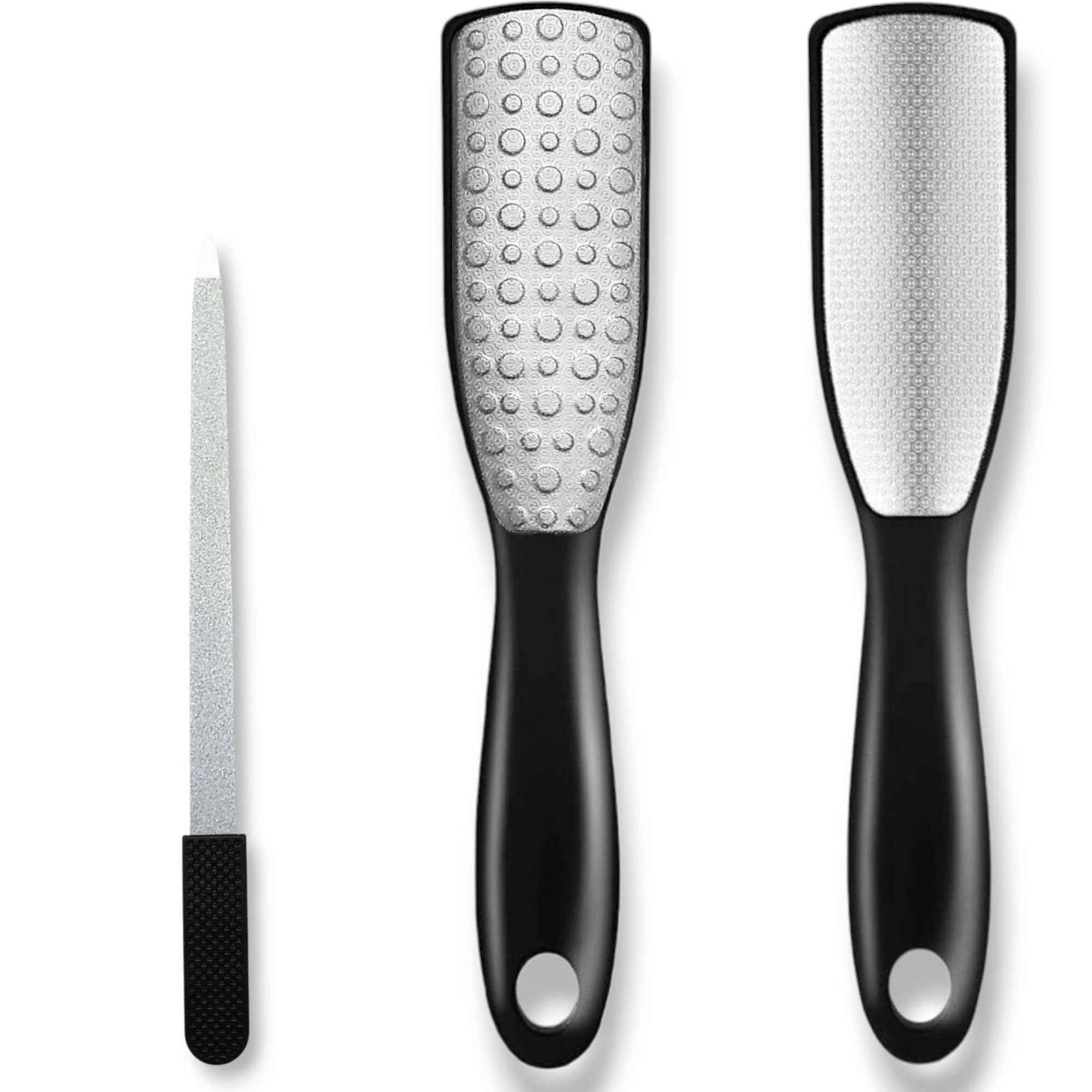 Professional Elegant Series Black Sapphire Foot File 9.6" –Dual-Sided Callus Remover with Silk-Touch Handle–Luxurious Spa-Like Treat for Smooth, Soft Feet, Durable & Hygienic Pedicure Tool–Wet&Dry Use