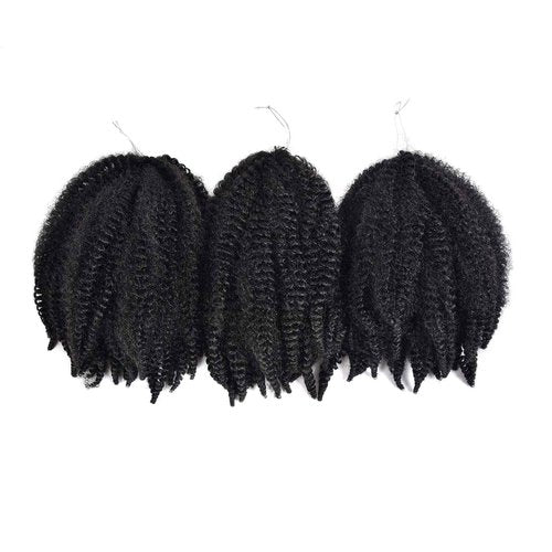 6Packs Marley Hair for Twists 8Inch Short Braiding Hair Afro Kinky Twist Crochet Braids Synthetic Fiber Hair Extensions for Women(1B#)