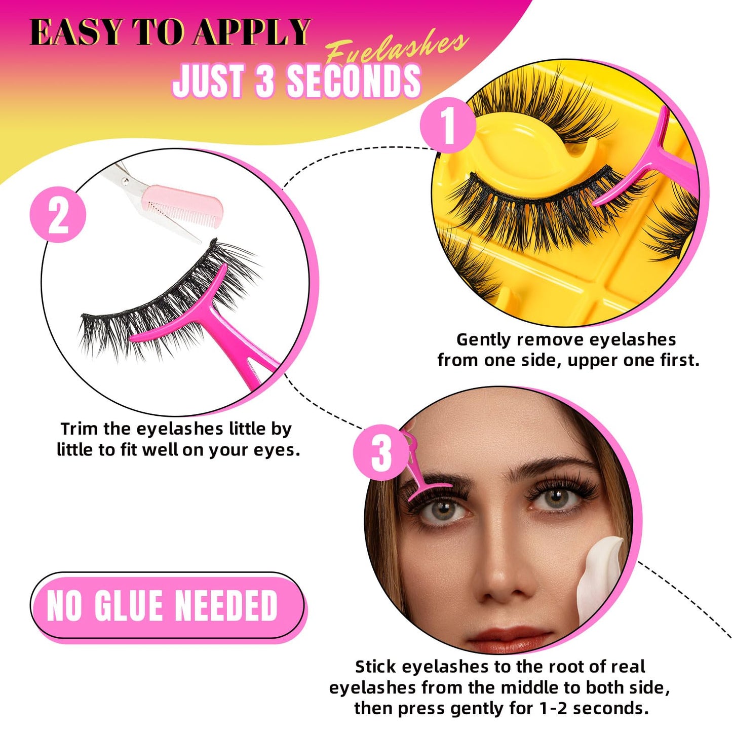 Self Adhesive Eyelashes Lash Clusters 8 Pairs Reusable Adhesive Eyelashes,No Glue Needed,No Sticky Residue Lashes with Tweezers for Diy Lashes Extension at Home by WLFRHD(4Styles08,D-Mix8-18mm Kit)