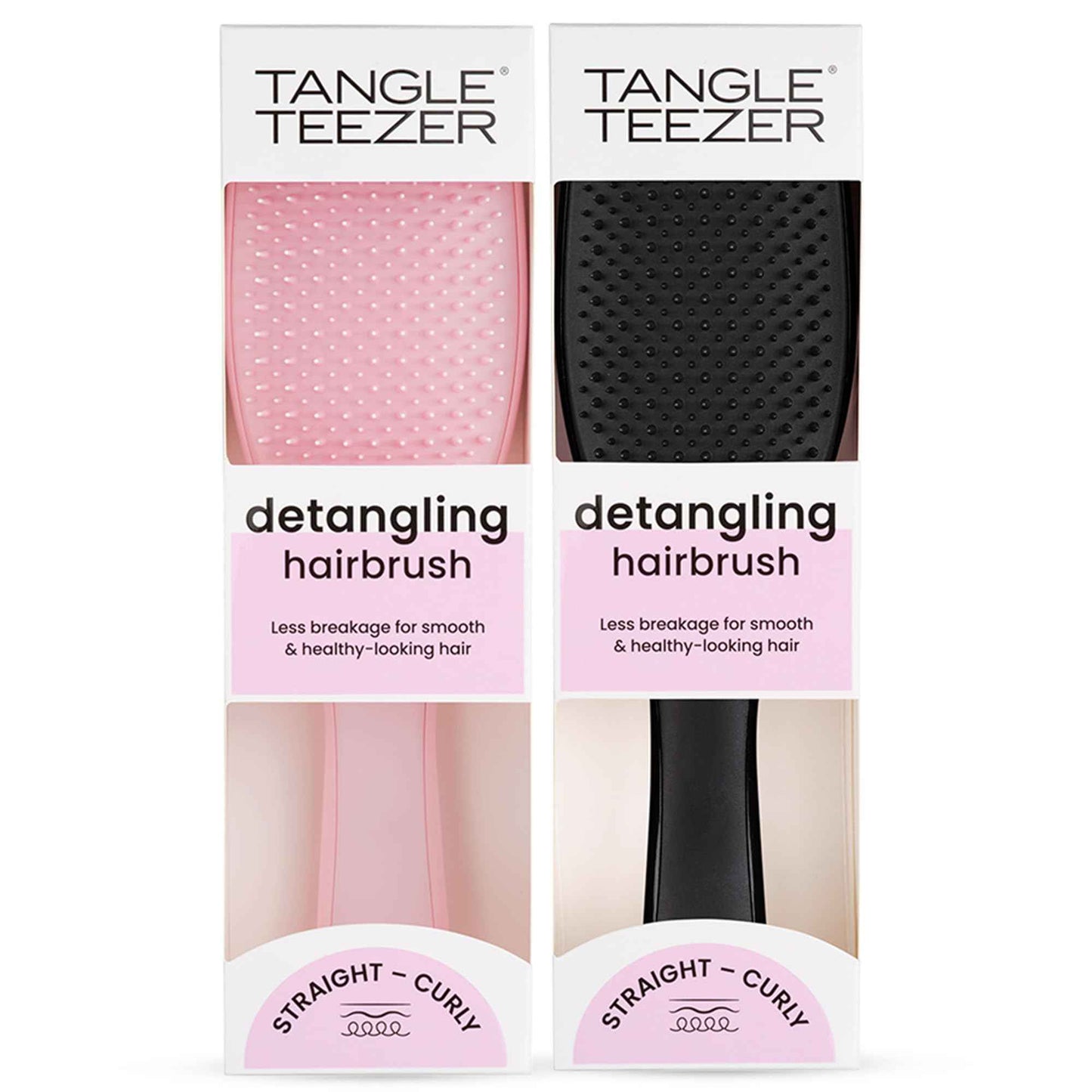 Tangle Teezer Ultimate Detangler Hairbrush Duo, Eliminates Knots & Reduces Breakage for All Hair Types, Millennial Pink and Black