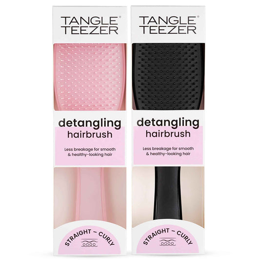 Tangle Teezer Ultimate Detangler Hairbrush Duo, Eliminates Knots & Reduces Breakage for All Hair Types, Millennial Pink and Black