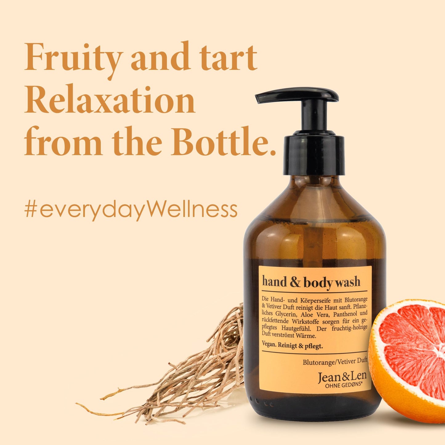 Jean & Len Hand & Body Wash Blood Orange & Vetiver