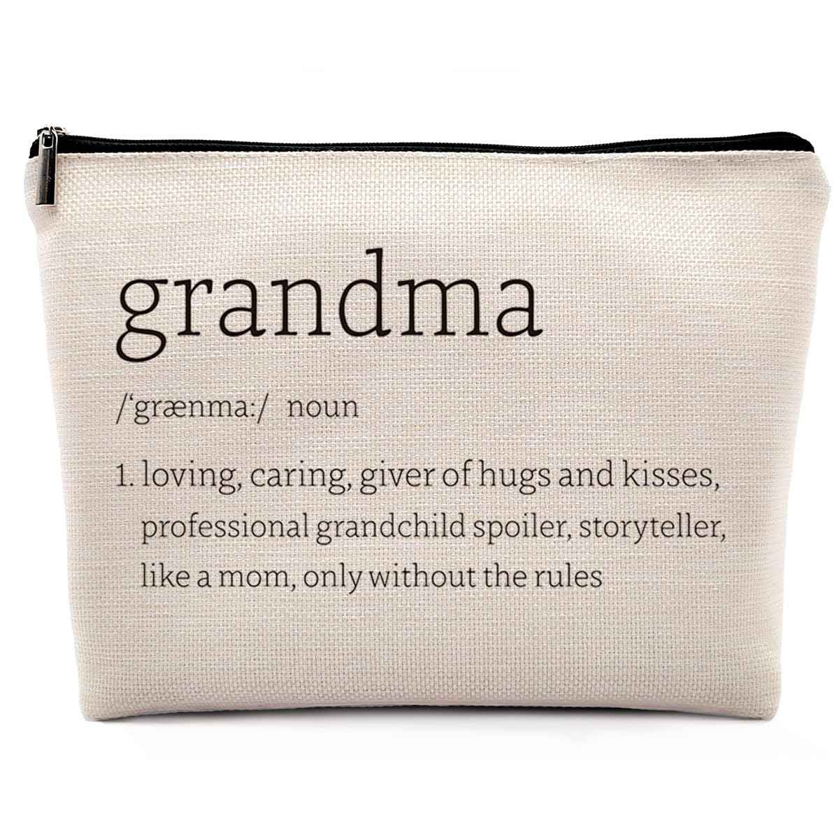 Dwept Mothers Day Gifts for Grandma Cosmetic Bag, Grandma Birthday Gifts from Grandchildren Makeup Bag for Purse, Thanksgiving Christmas Gifts for Nana Mimi Grandma Definition Travel Toiletry Bag