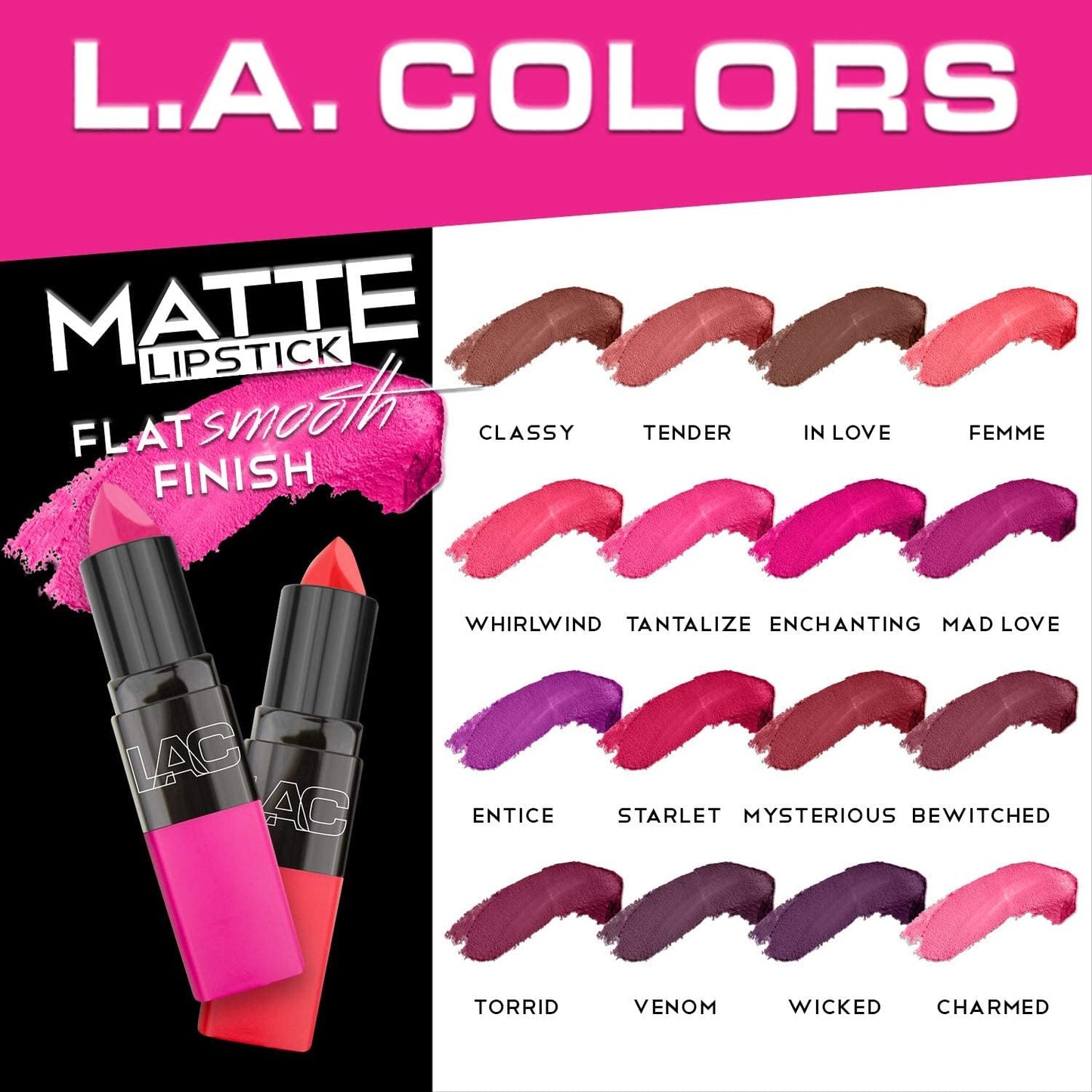 L.A. Colors Matte Lipstick, Classy, 1 Ounce (Pack of 2)