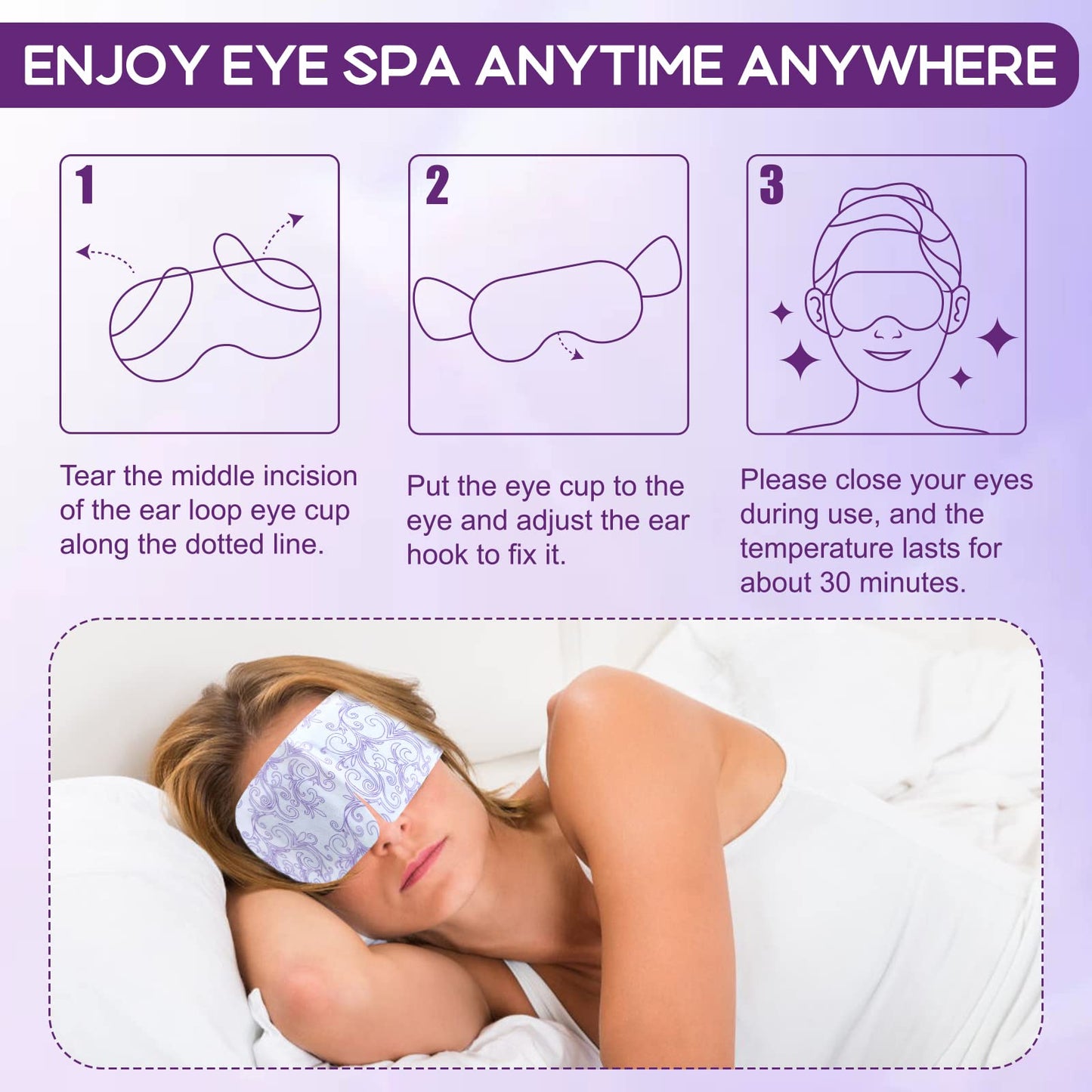 XPCARE 32 Pack Steam Eye Masks for Dry Eyes, SPA Warm Sleep Eye Mask, Disposable Heated Eye Mask for Dark Circles, Puffy Eyes, Relief Stress Eye Fatigue(Unscented)