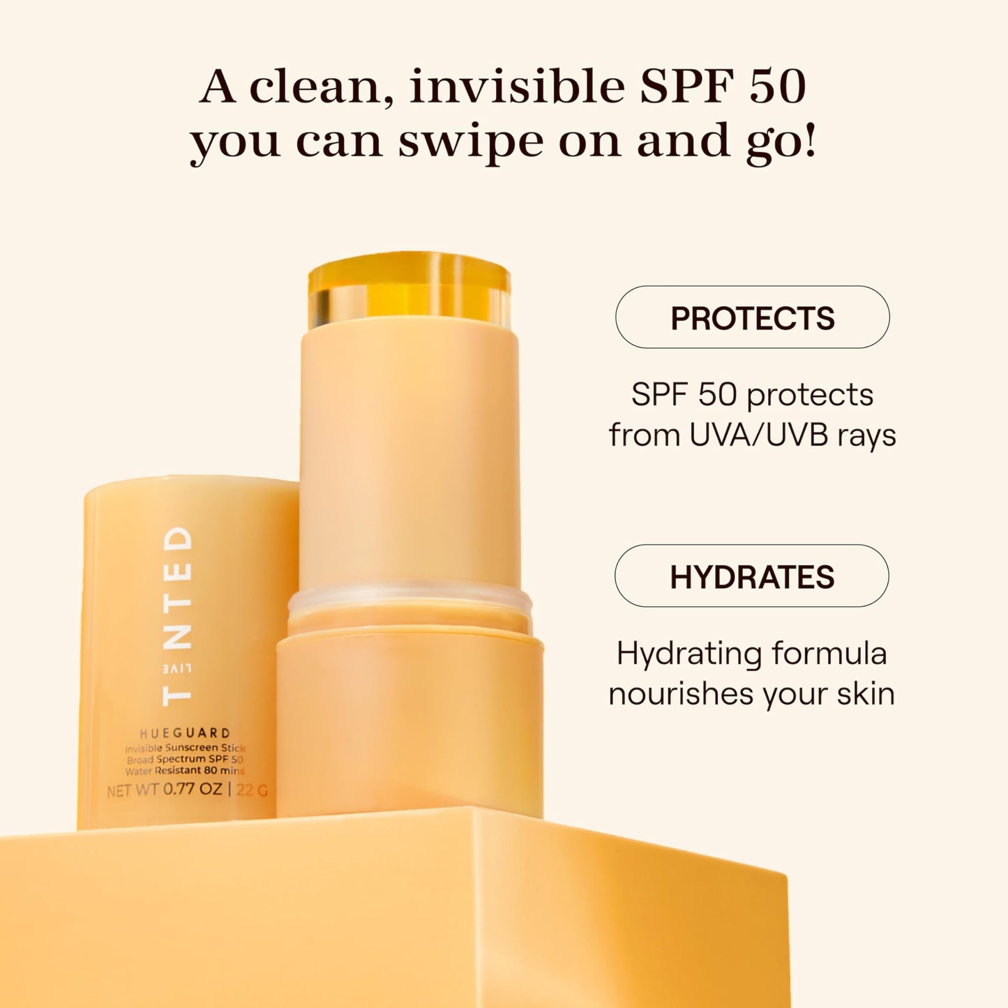 Live Tinted Hueguard: 3-in-1 Mineral Sunscreen, Moisturizer, & Primer for Face and Body SPF 30 & Hueguard Invisible Sunscreen Stick SPF 50