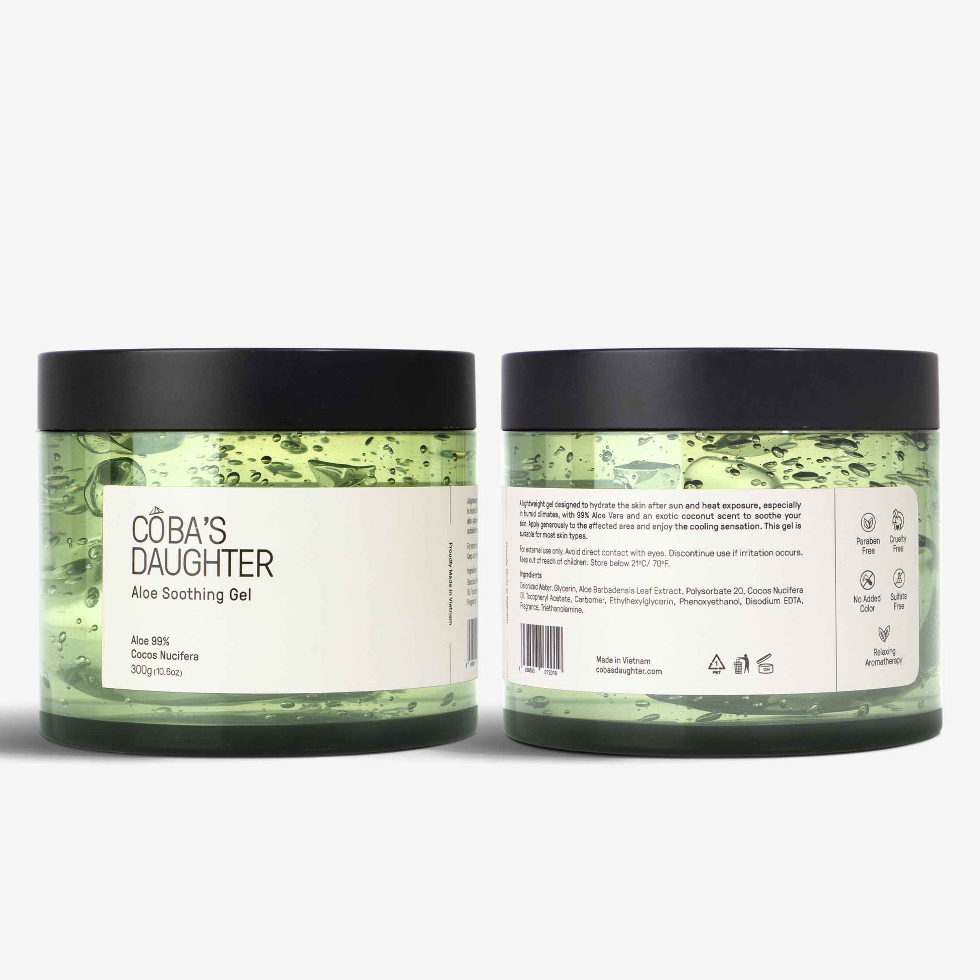 COBA'S DAUGHTER 99% Pure Aloe for Sunburn Relief & After Sun Recovery| Coconut Scented Aloe Vera Gel |Organic Aloe Vera Gel for Face & Body - Hair Hydration & Cooling Lotion (10.6 oz)