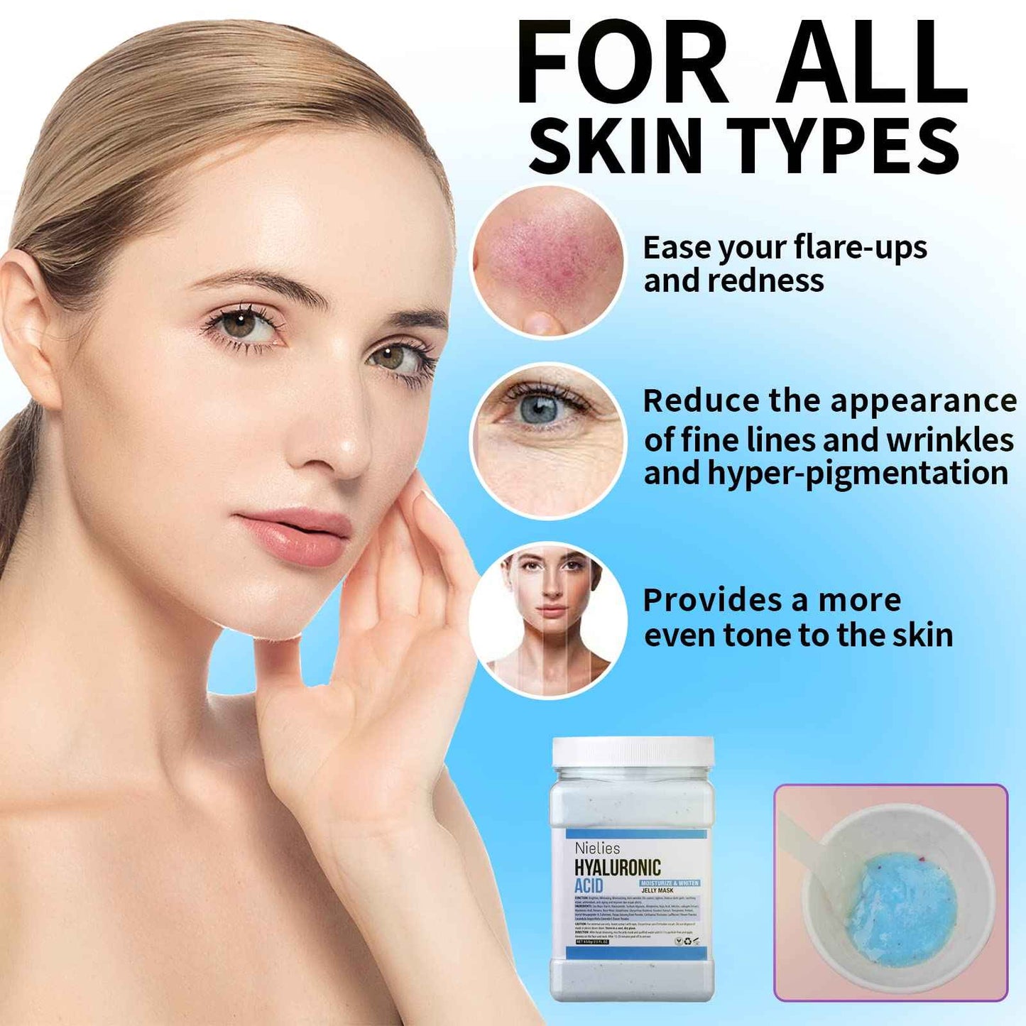 Nielies Jelly Face Mask For Facials | Bundle of 24K Gold & Turemic + Hyaluronic Acid Hydrating And Nourishing HydroJelly Masks | Vajacial