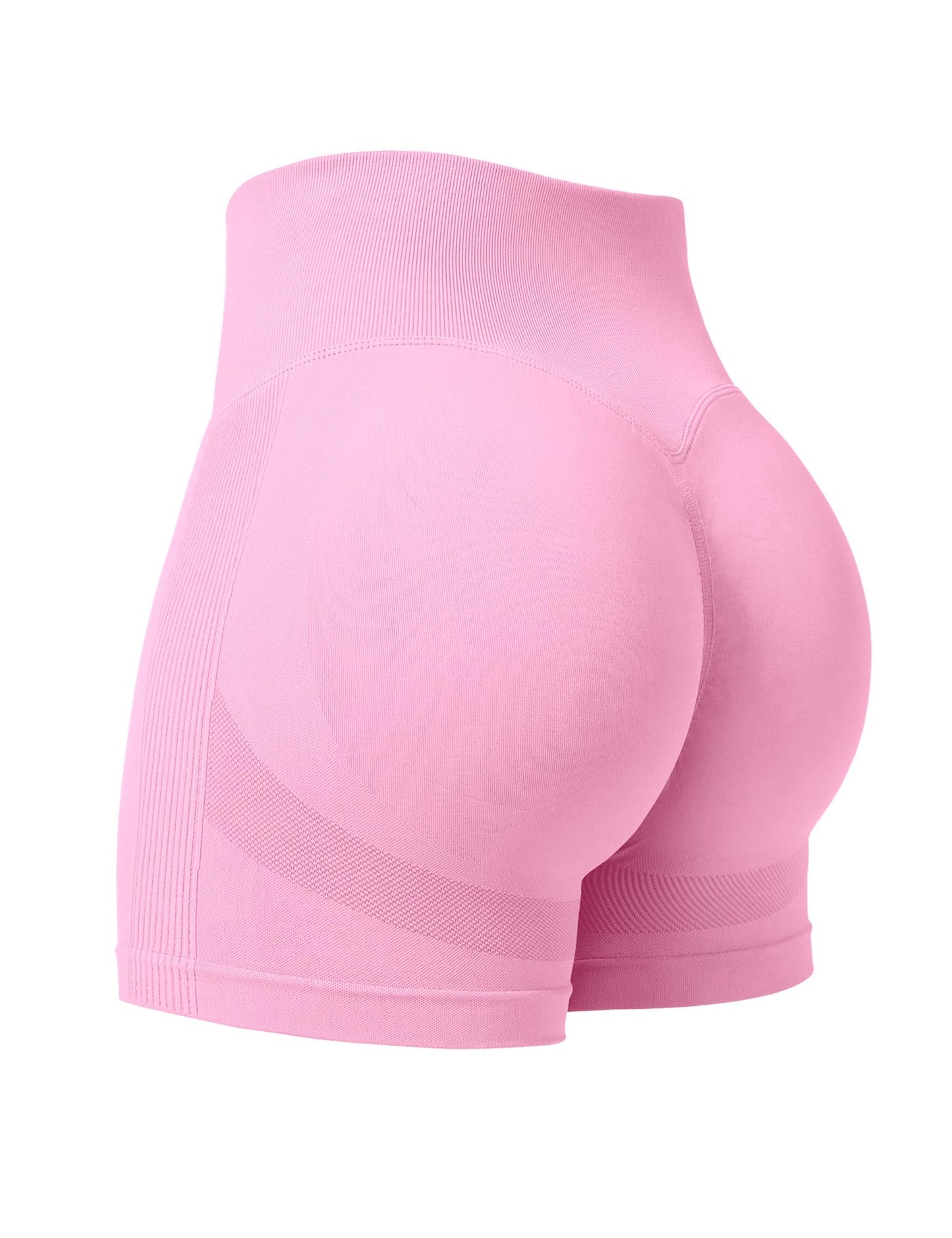 YEOREO Professional Women Workout Shorts 3.6" Scrunch Shorts Seamless High Waisted Contour Gym Yoga Biker Shorts Pink XS