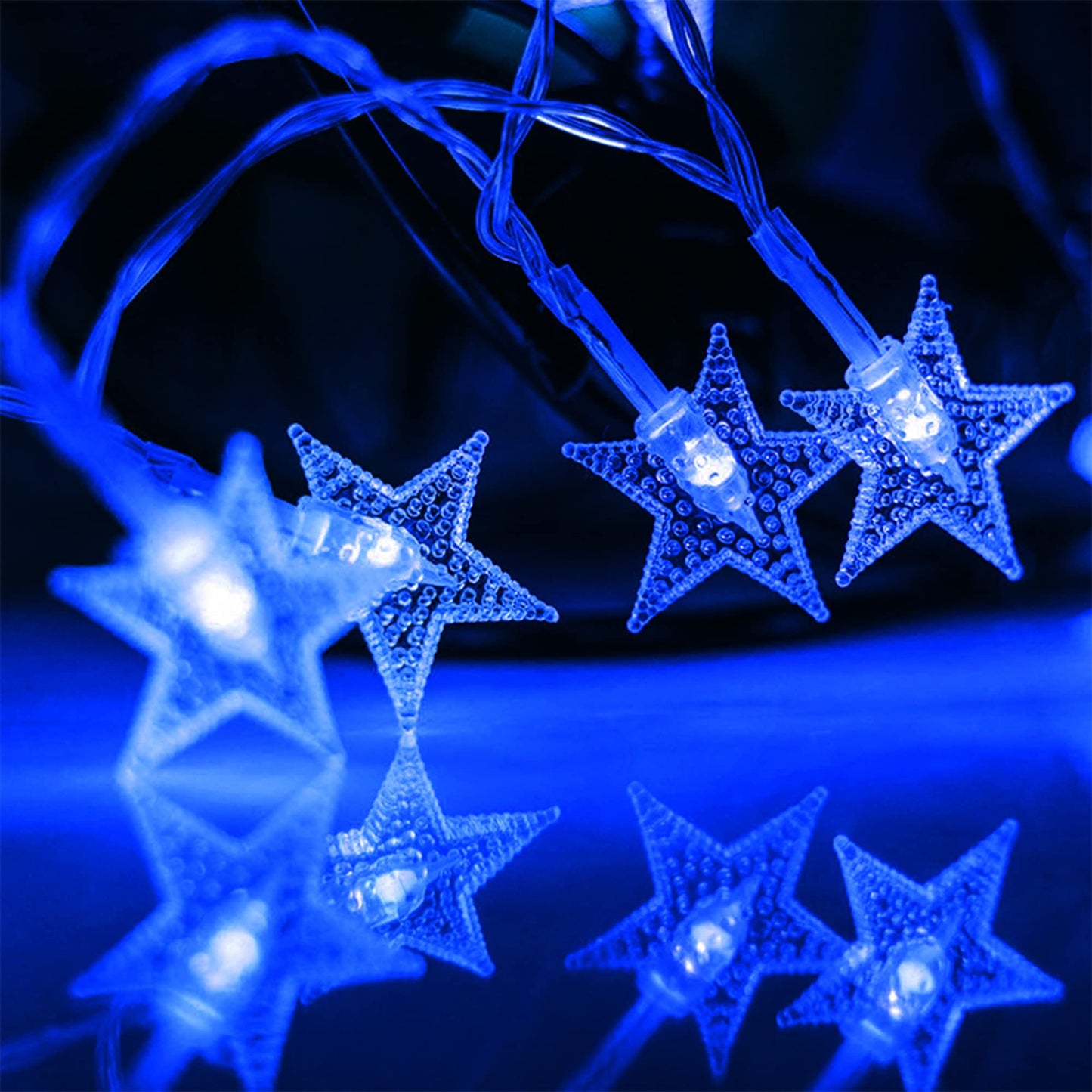 Twinkle Star 100 LED Star String Lights, Plug in Fairy String Lights Waterproof, Extendable for Indoor, Outdoor, Wedding Party, Christmas Tree, New Year, Garden Decoration, Blue